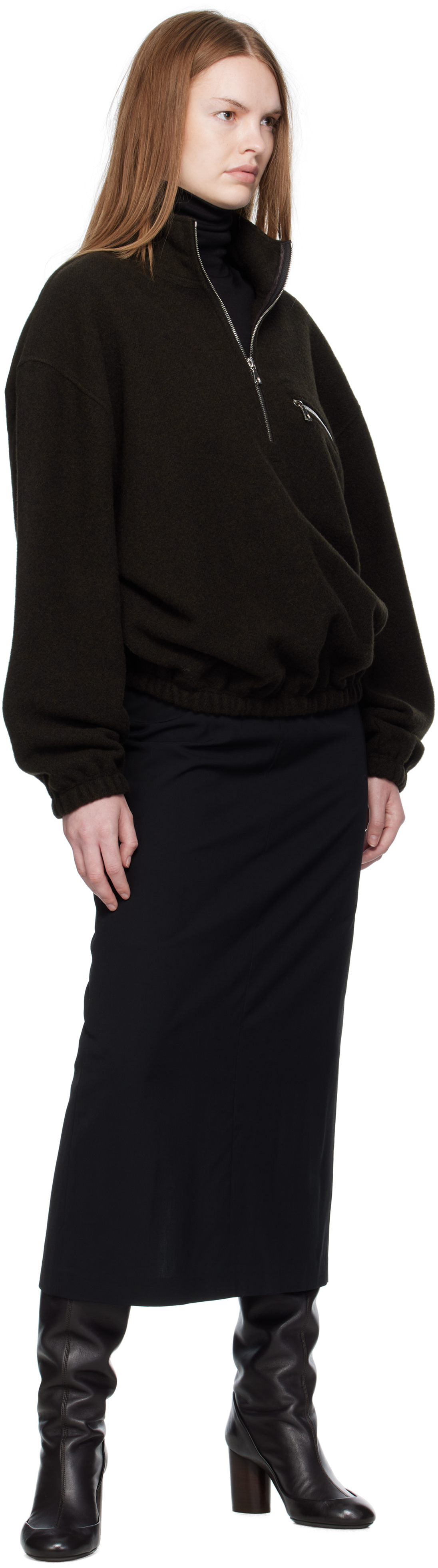 Rier Green Fleece Sweater In Brown