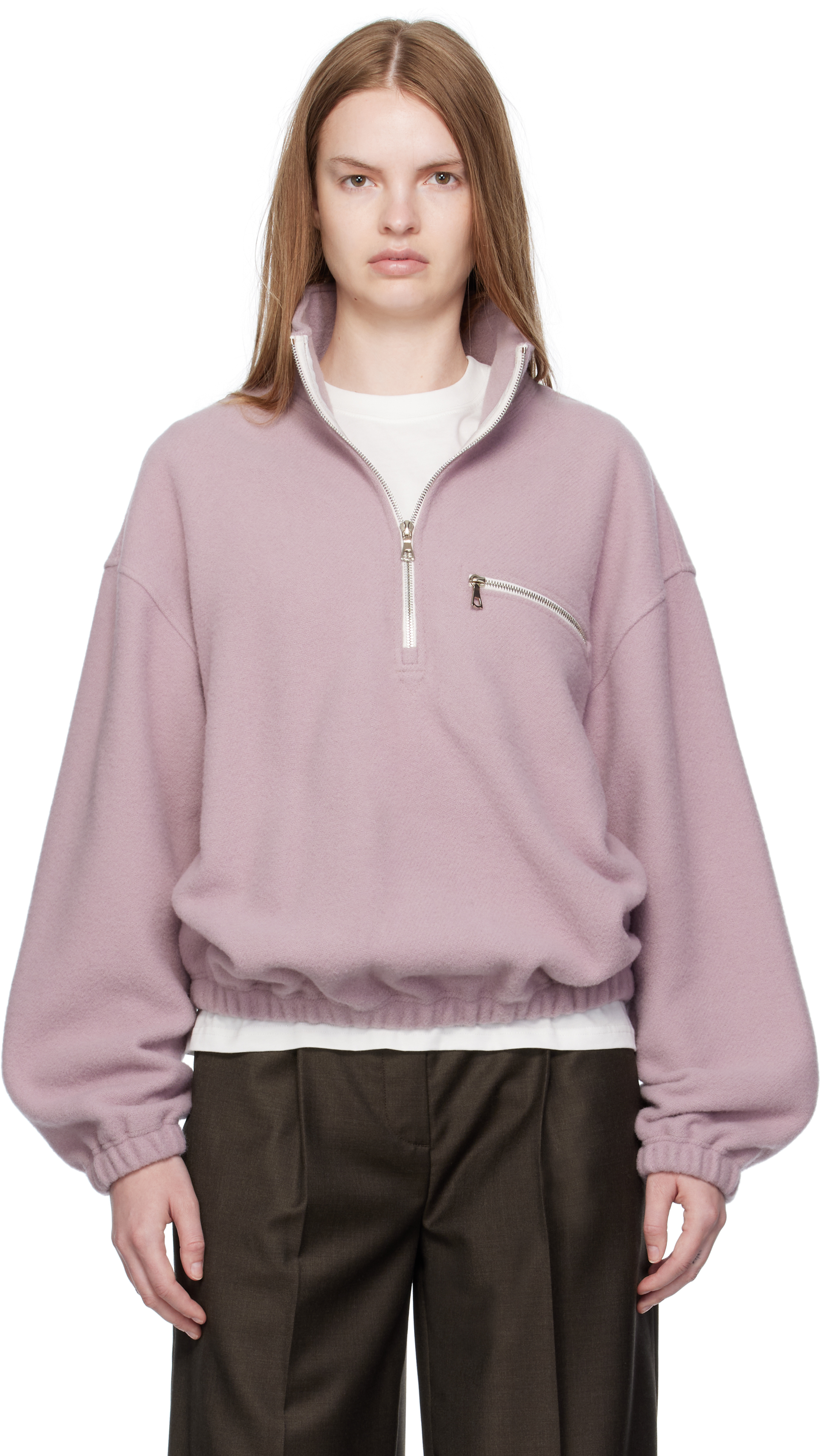 Rier Purple Fleece Sweater In Pink