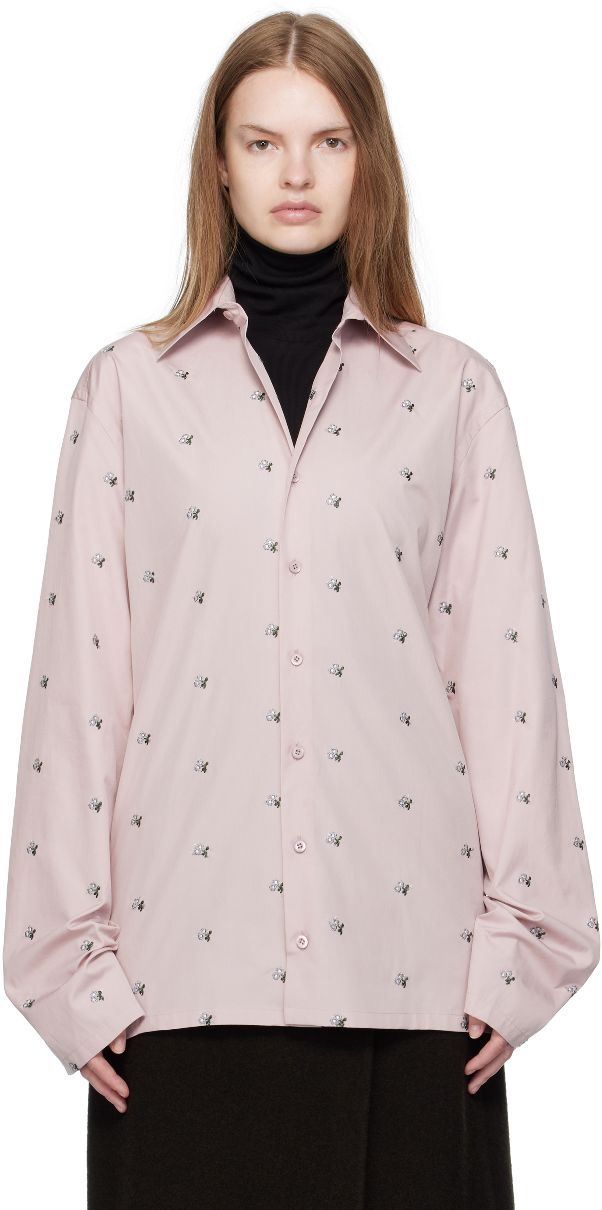 Rier Pink Embroidered Shirt In Pink