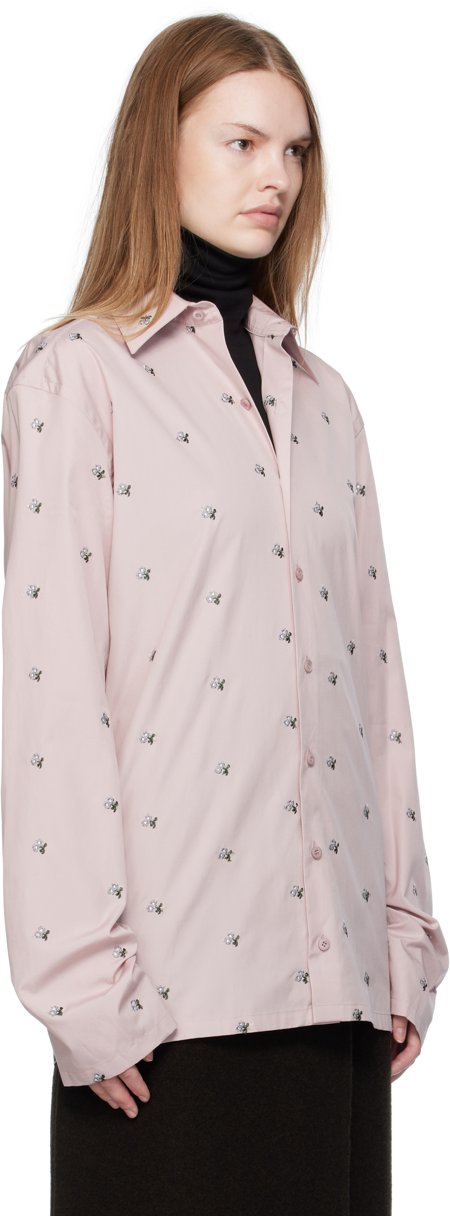 Rier Pink Embroidered Shirt In Pink