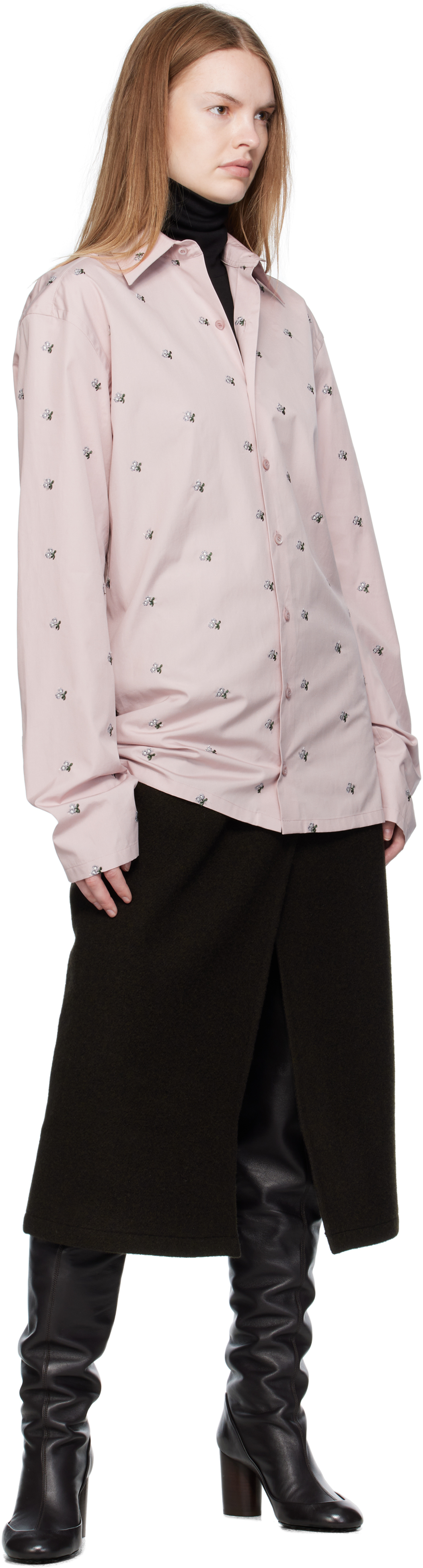 Rier Pink Embroidered Shirt In Pink