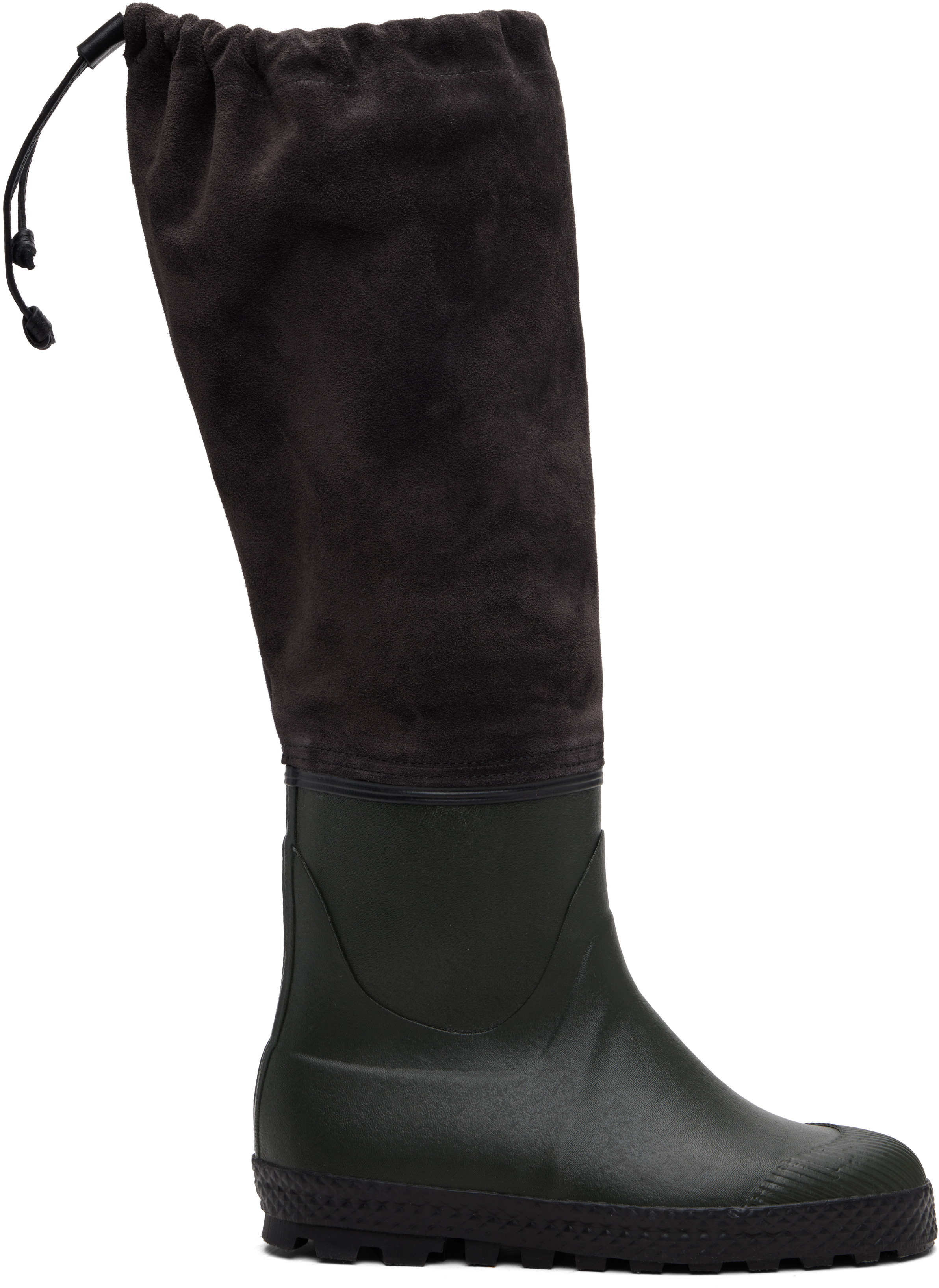 Rier Green & Brown Farmer Rain Tall Boots In Black
