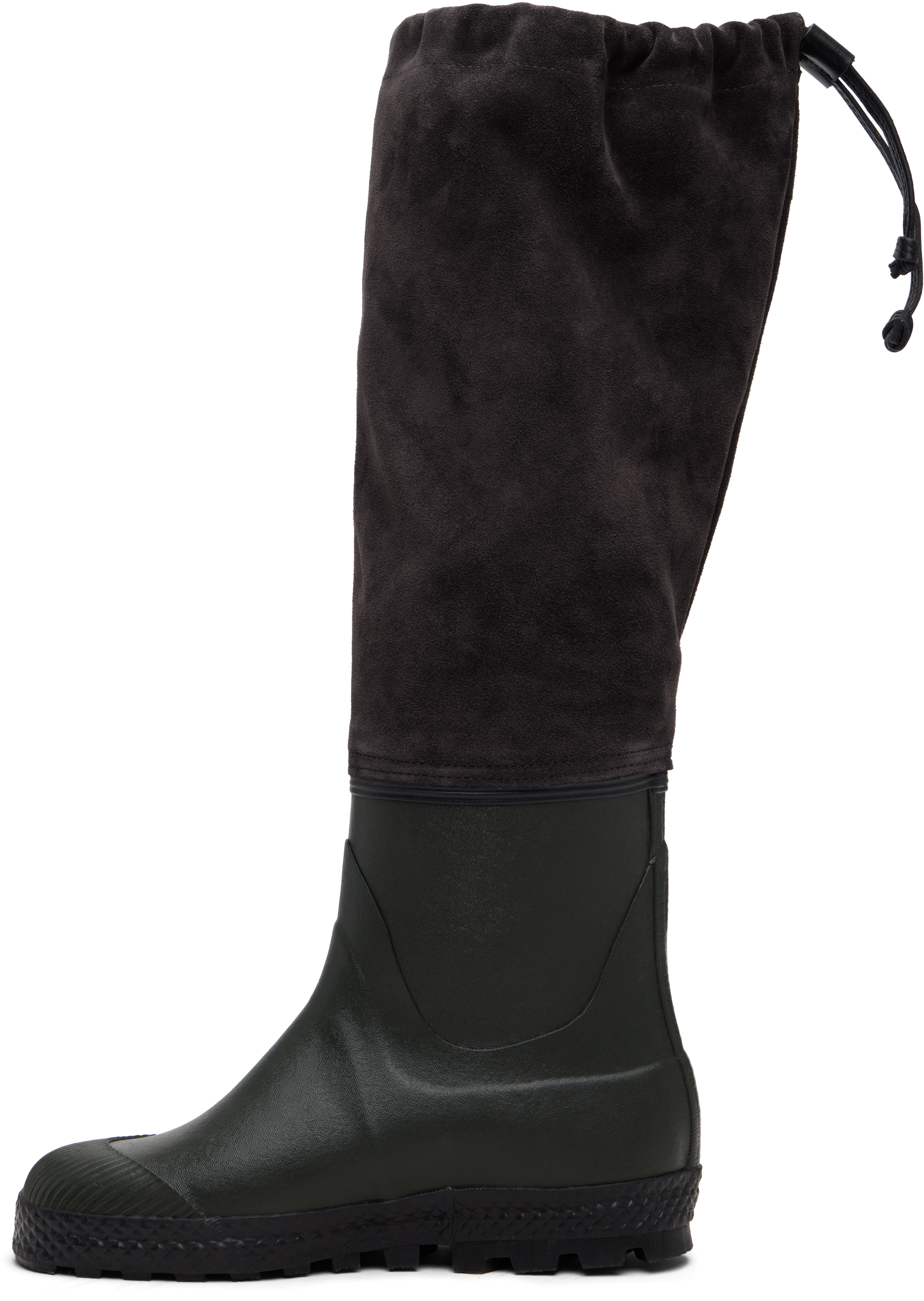 Rier Green & Brown Farmer Rain Tall Boots In Black
