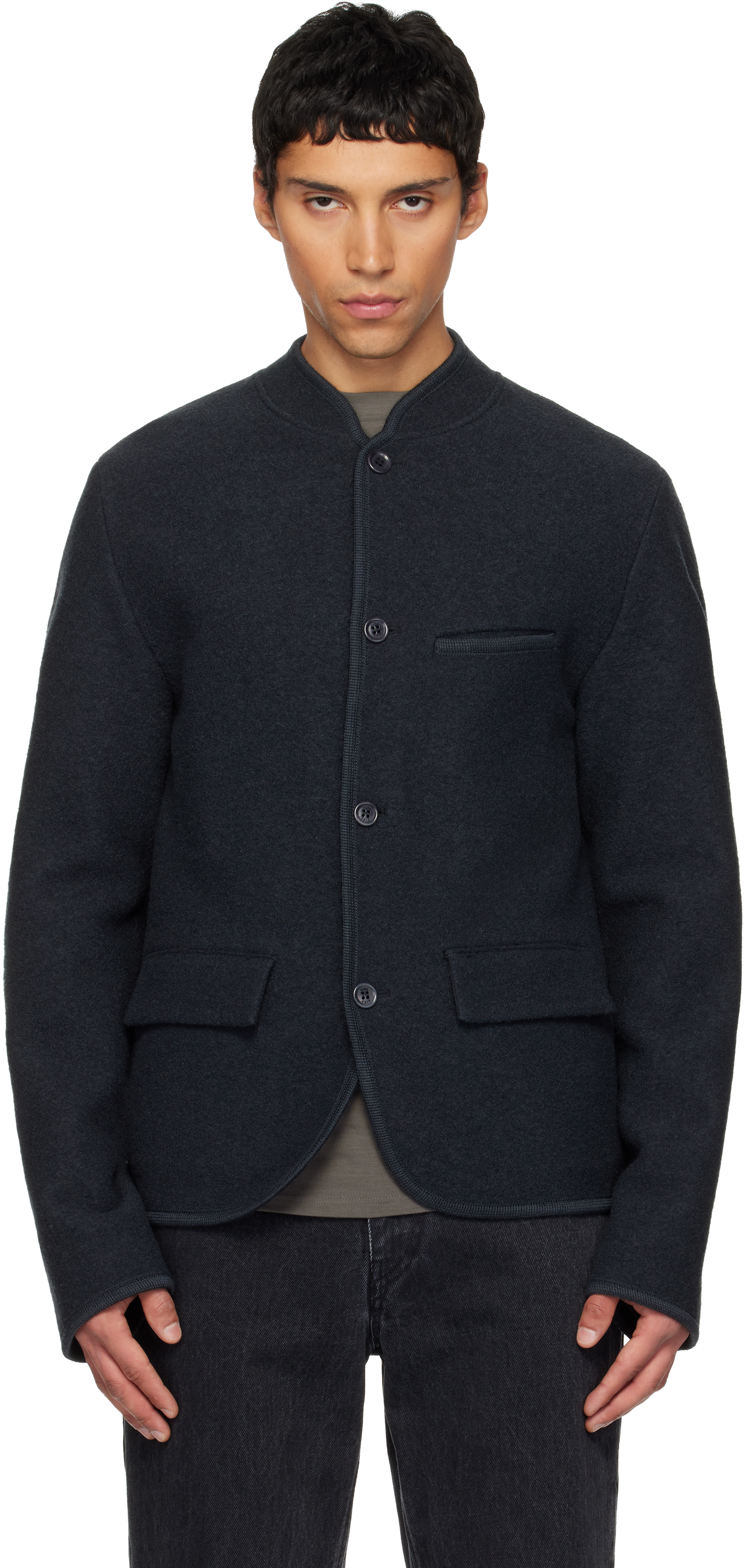 Rier Welt-pockets Collar Jacket In Black