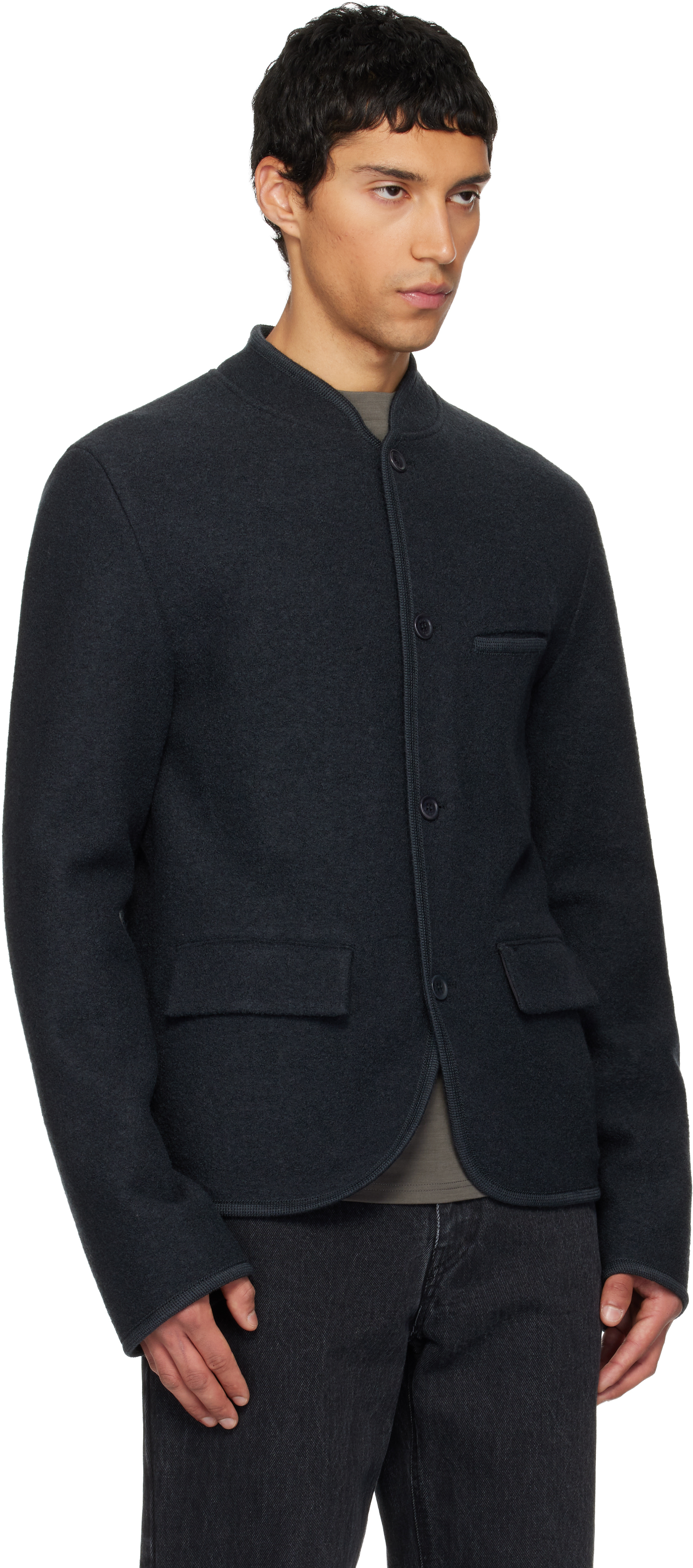 Rier Welt-pockets Collar Jacket In Black