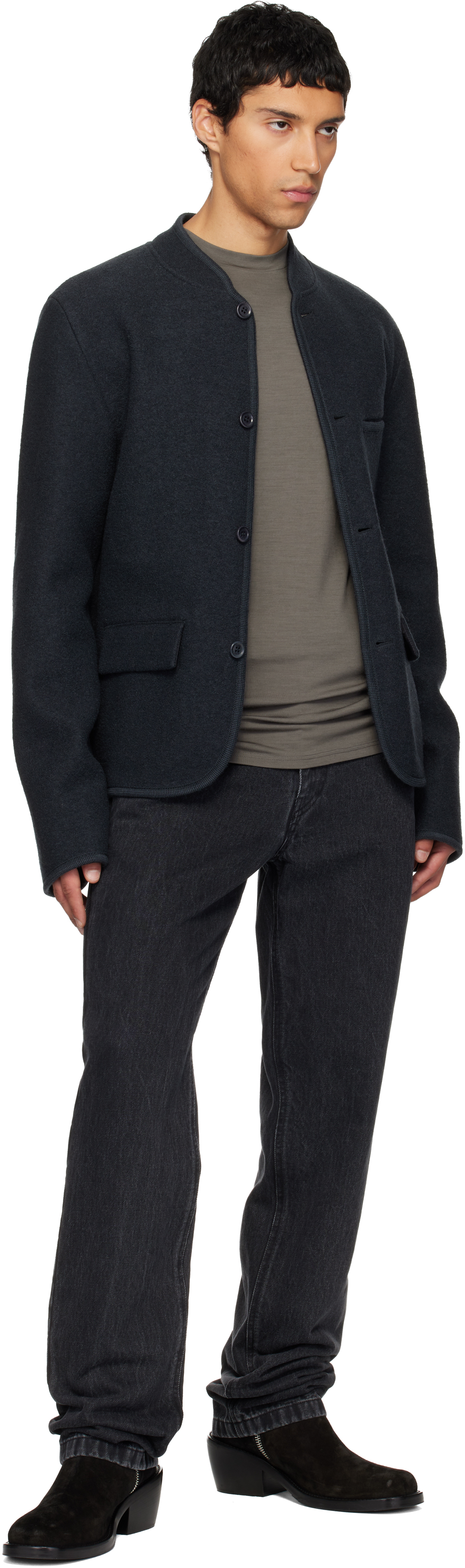 Rier Welt-pockets Collar Jacket In Black