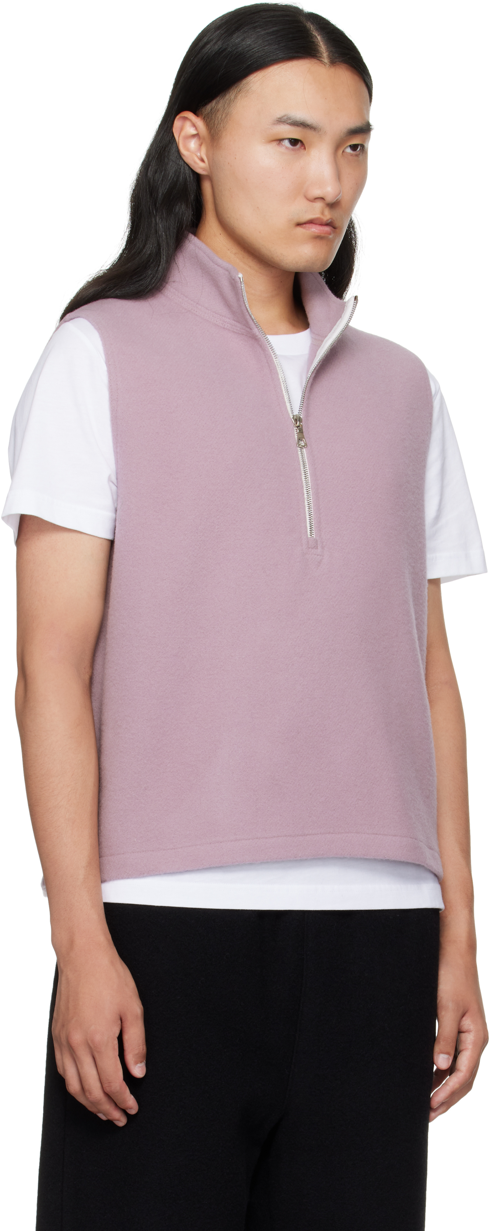 Rier Pink Fleece City Sweater Vest In Pink
