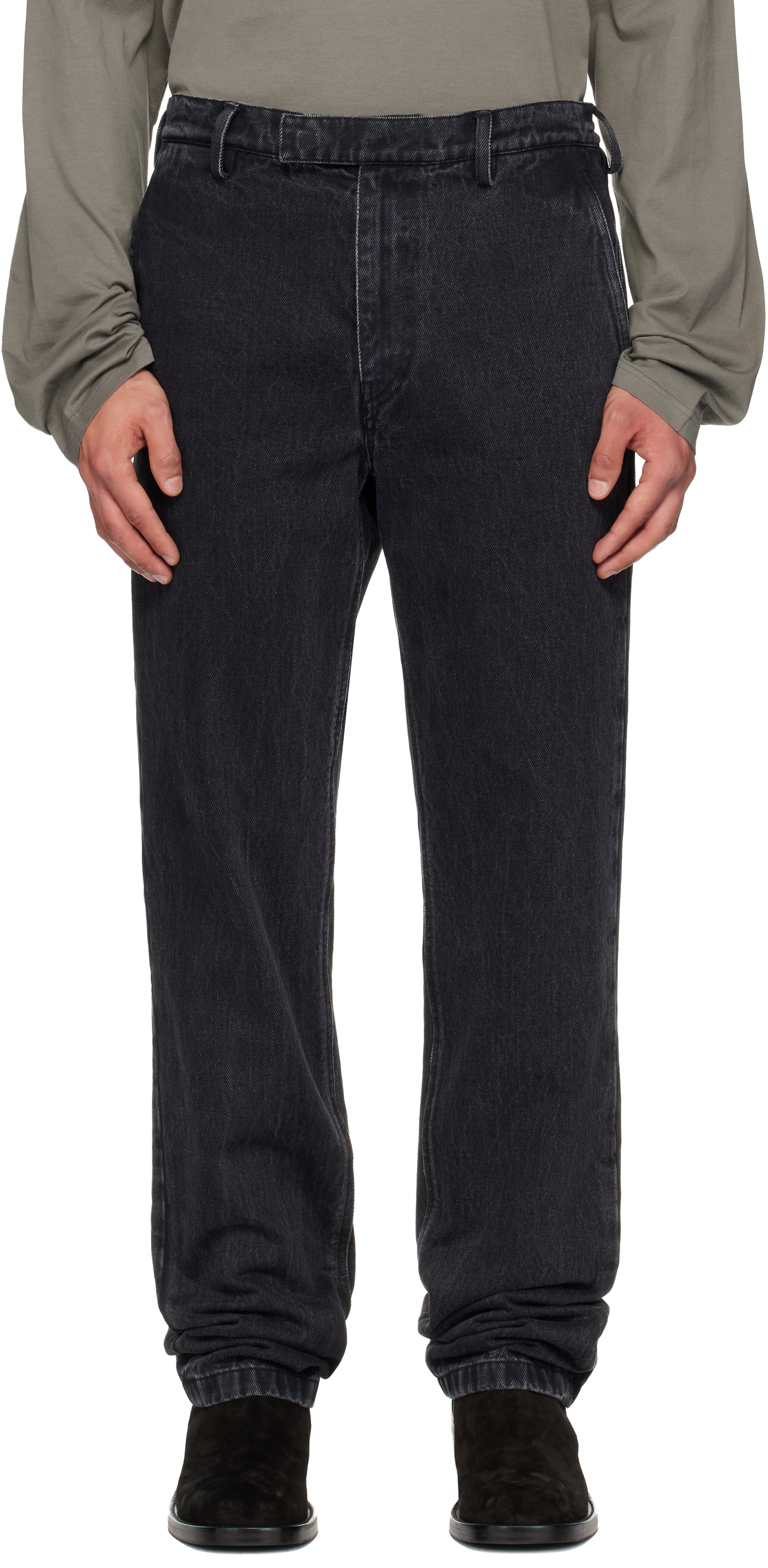 Rier Black Faded Jeans In Gray