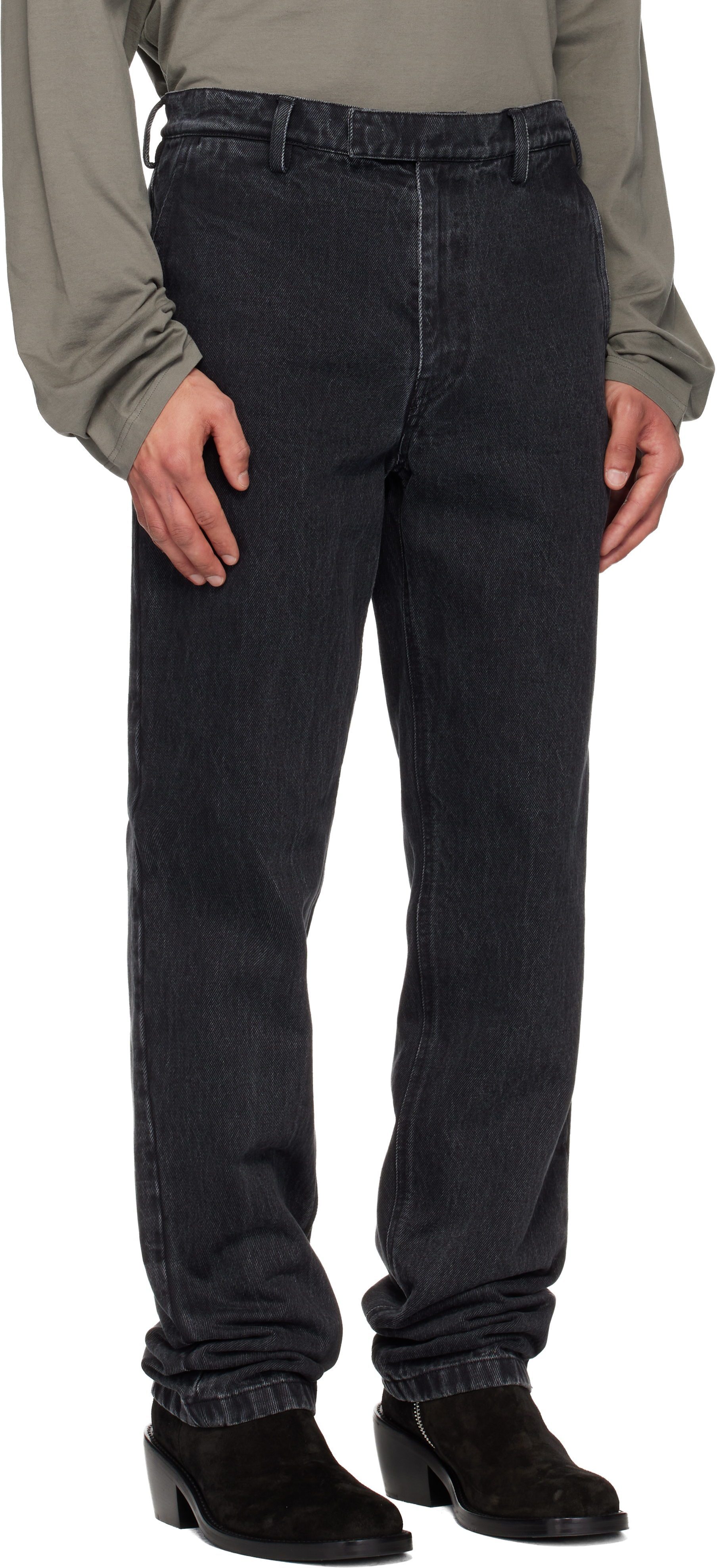 Rier Black Faded Jeans In Gray