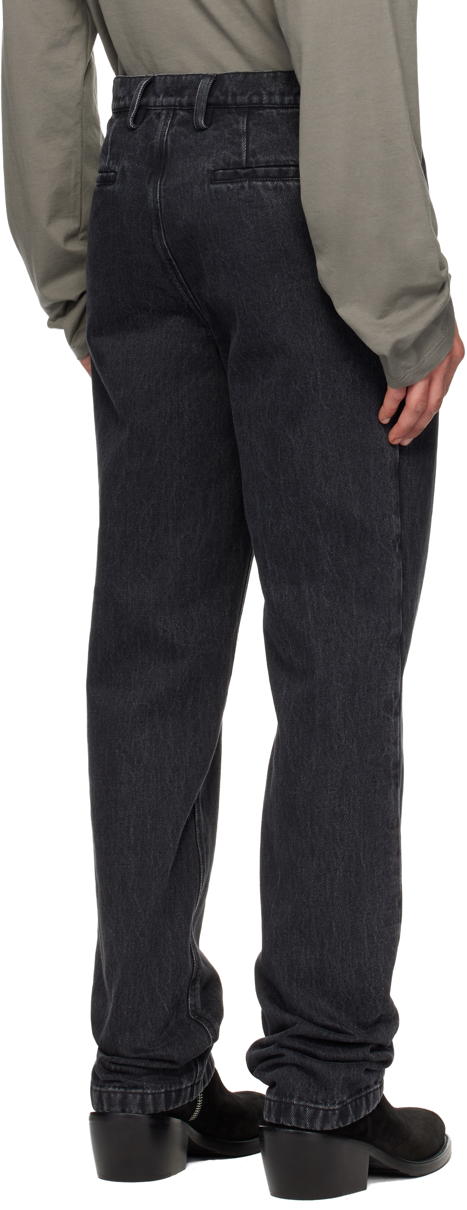 Rier Black Faded Jeans In Gray