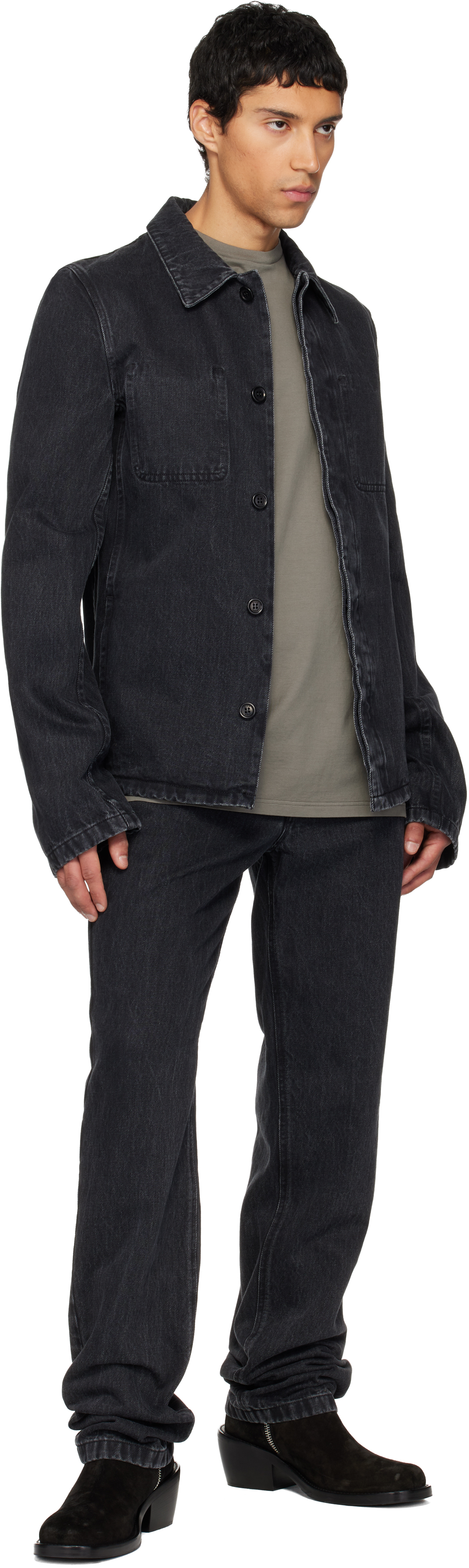 Rier Black Faded Jeans In Gray