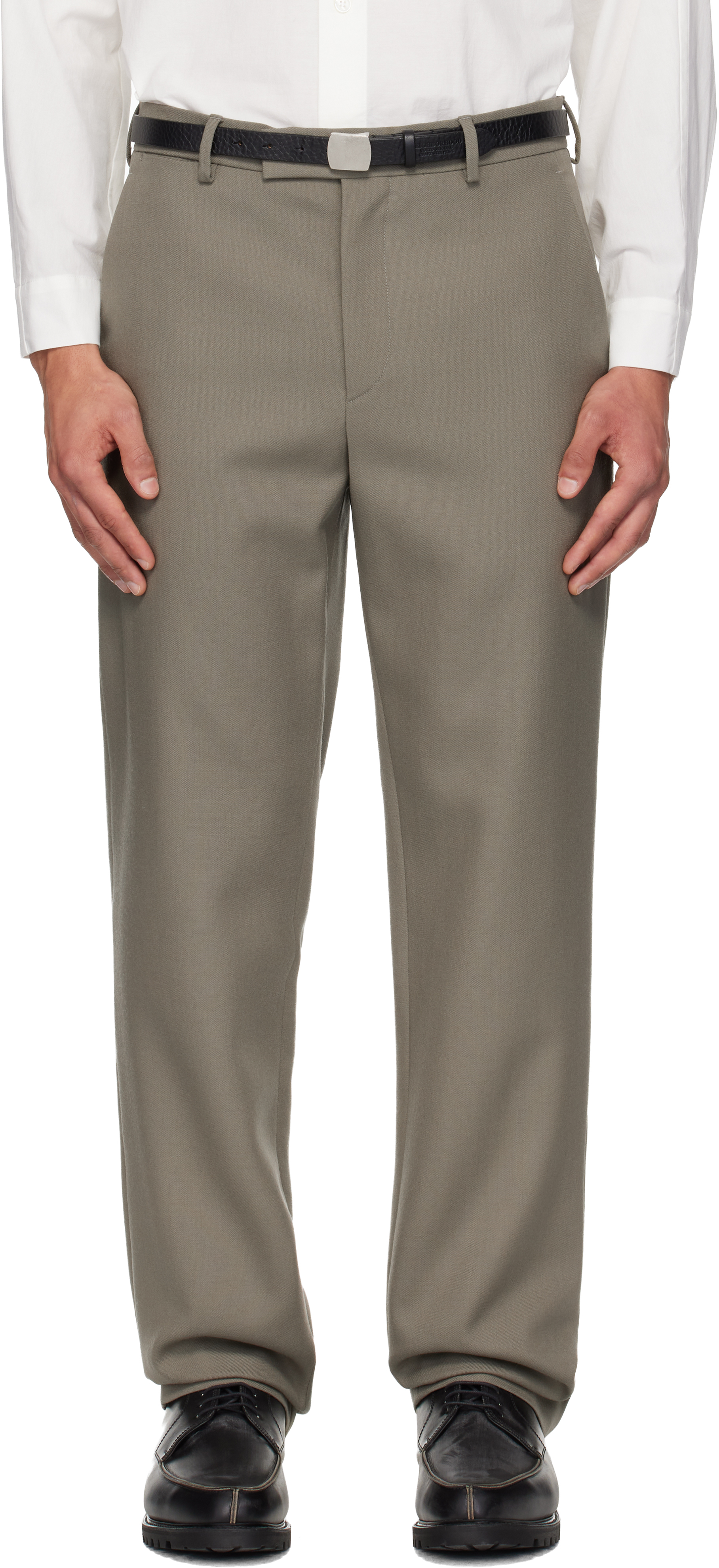 Rier Gray Fitted Trousers In Brown