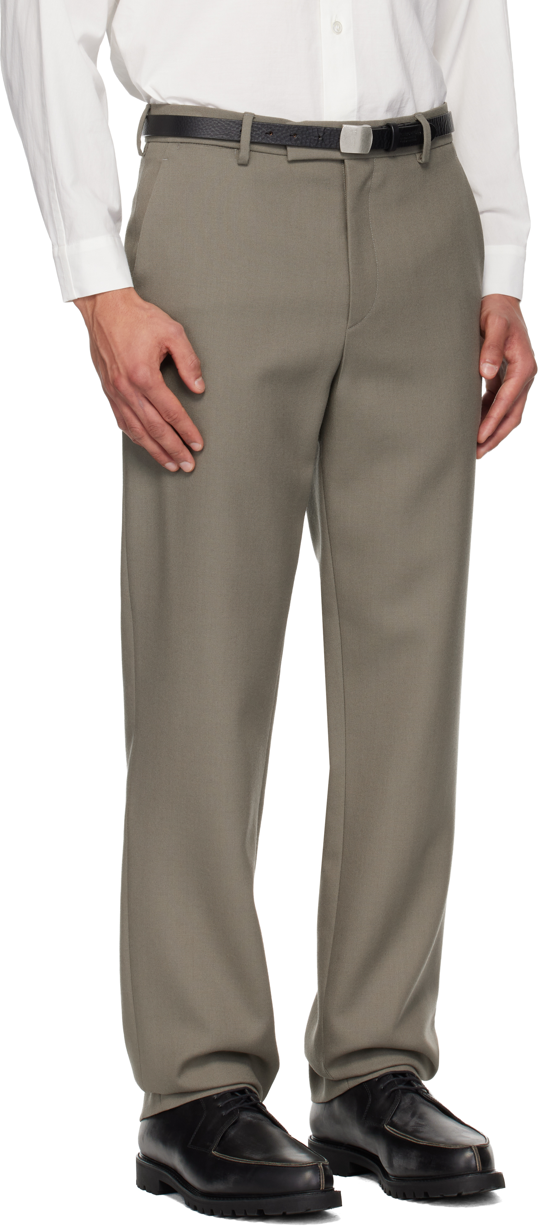 Rier Gray Fitted Trousers In Brown
