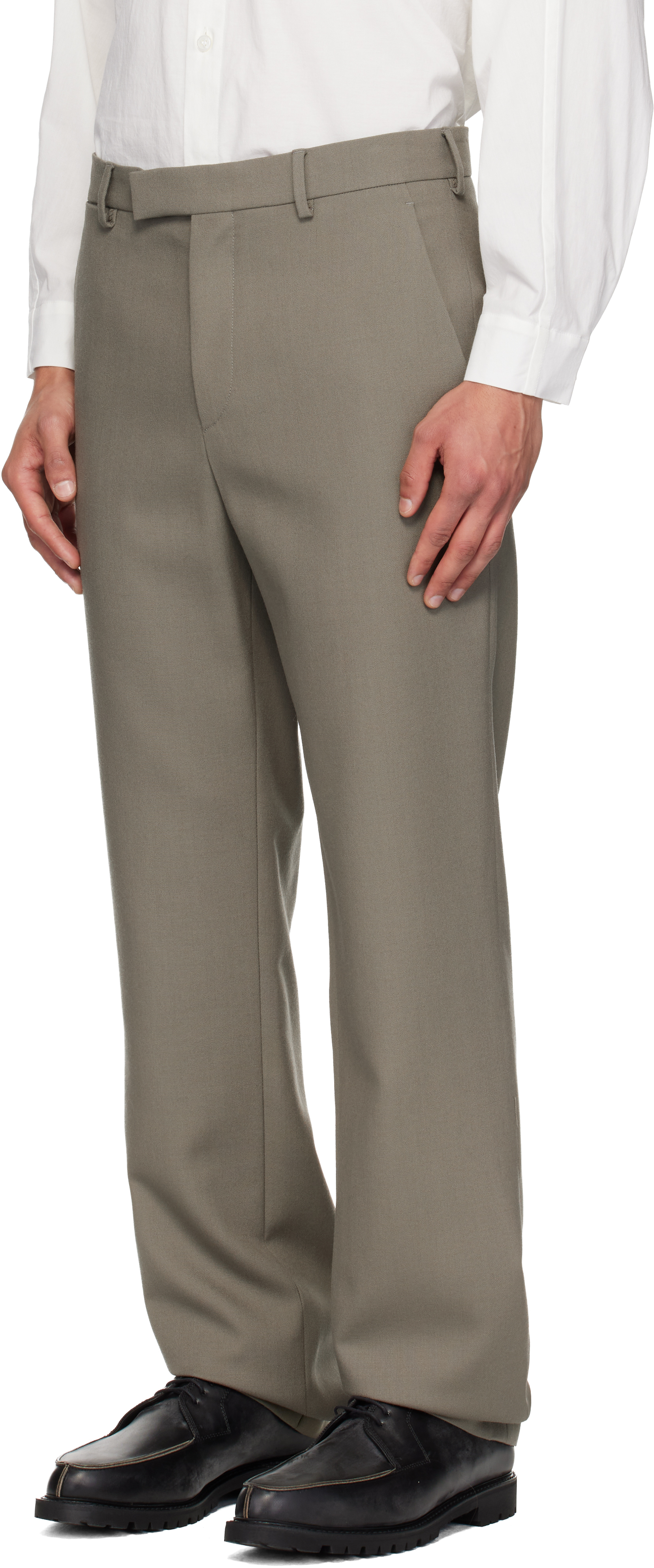 Rier Gray Fitted Trousers In Brown