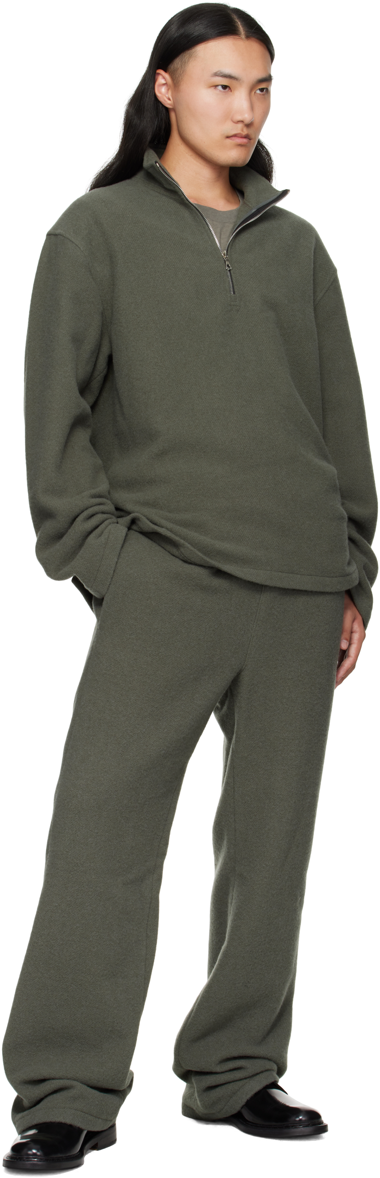 Rier Khaki Fleece Trousers In Green
