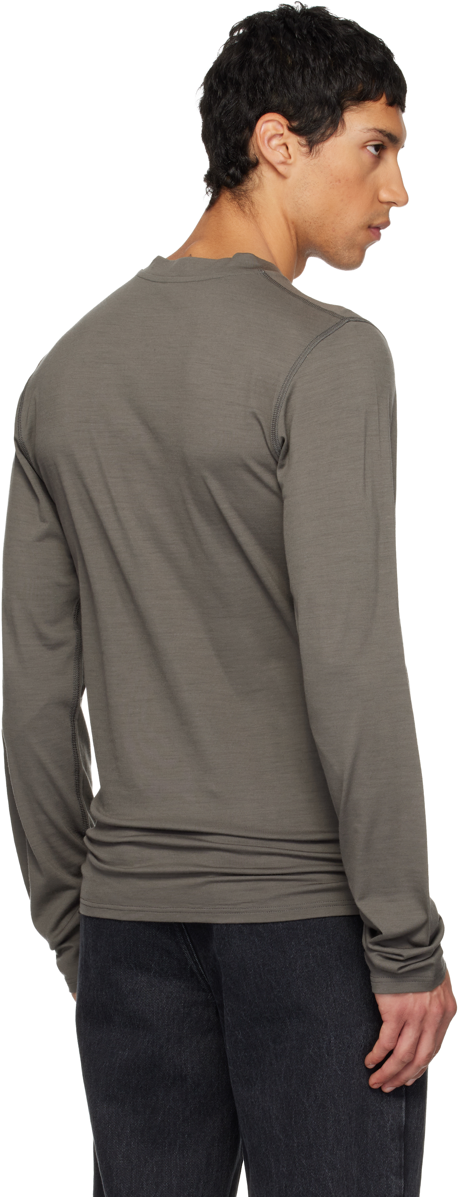Rier Gray Roundneck Jersey Wool T-shirt In Gray