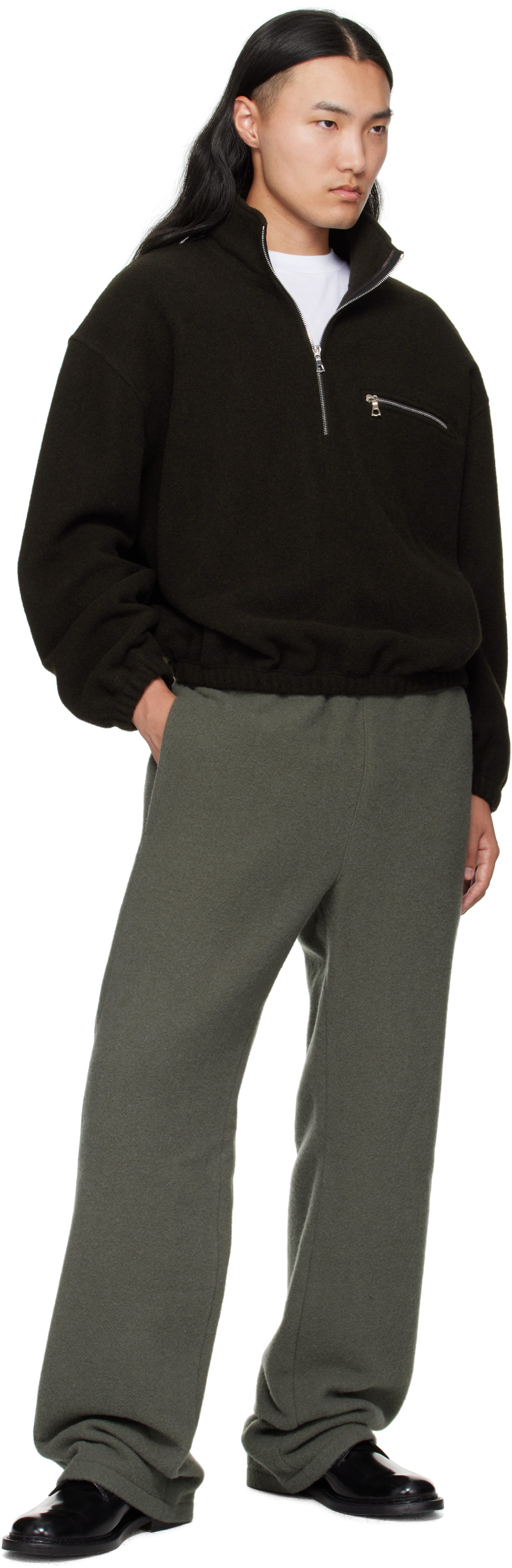 Rier High-neck Zip-front Sweatshirt In Black