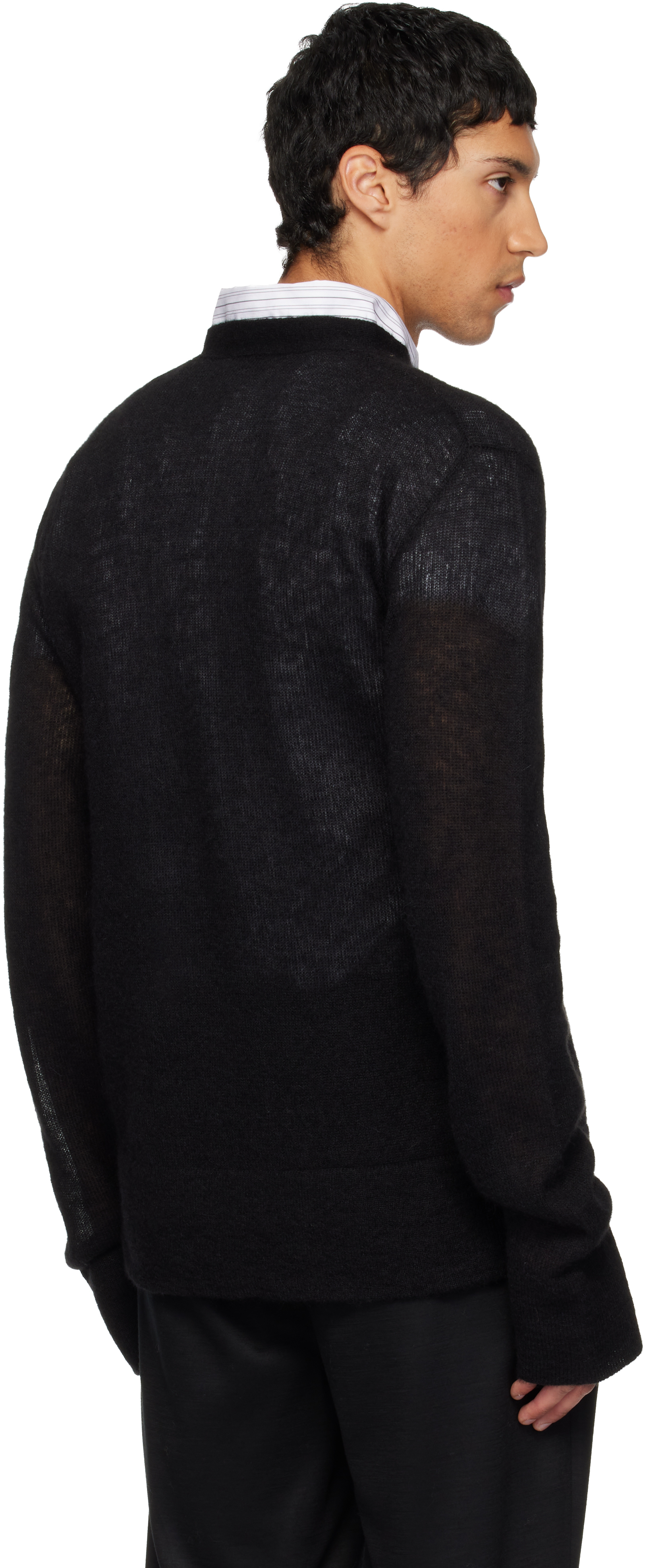 Rier Ribbed Knit V-neck Sweater In Black