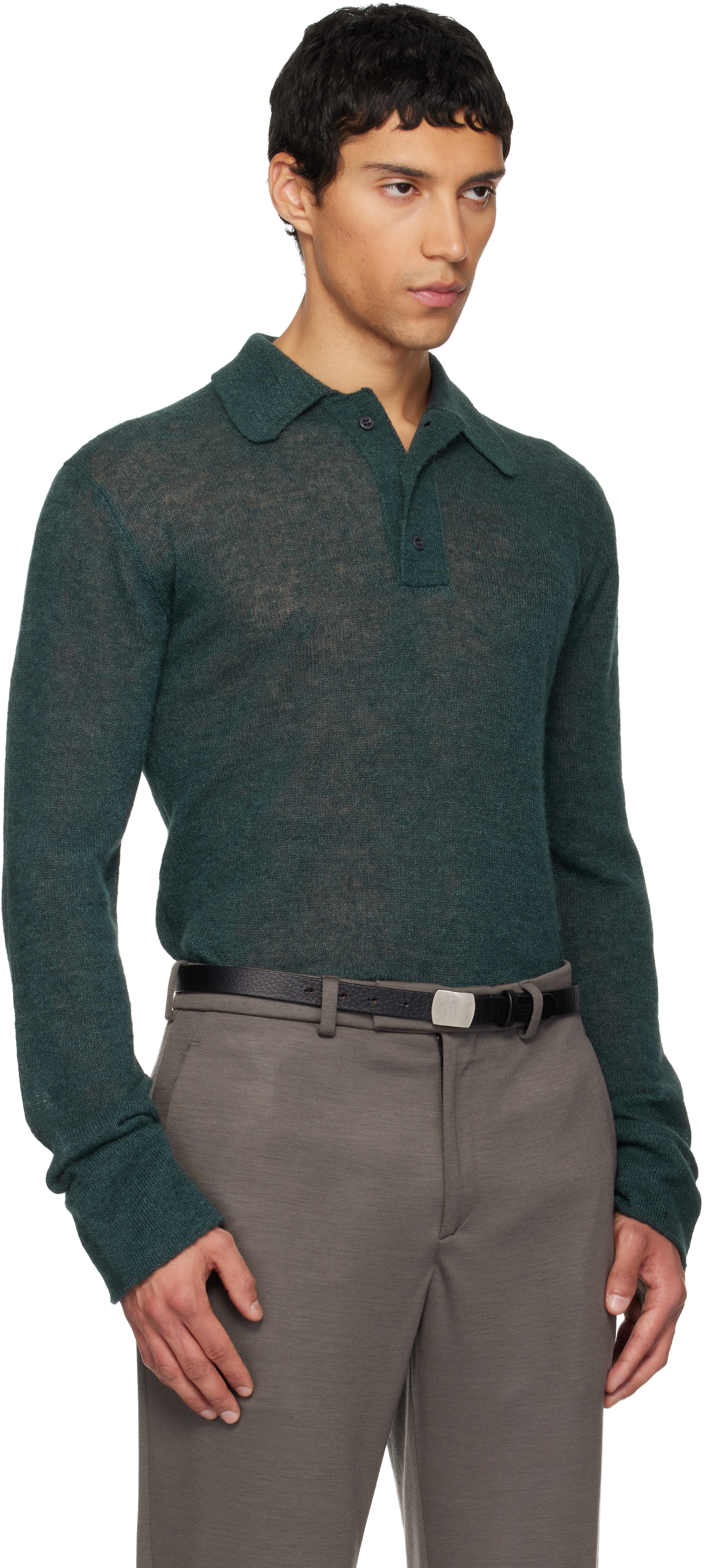 Rier Green Alpaca & Silk Polo In Green