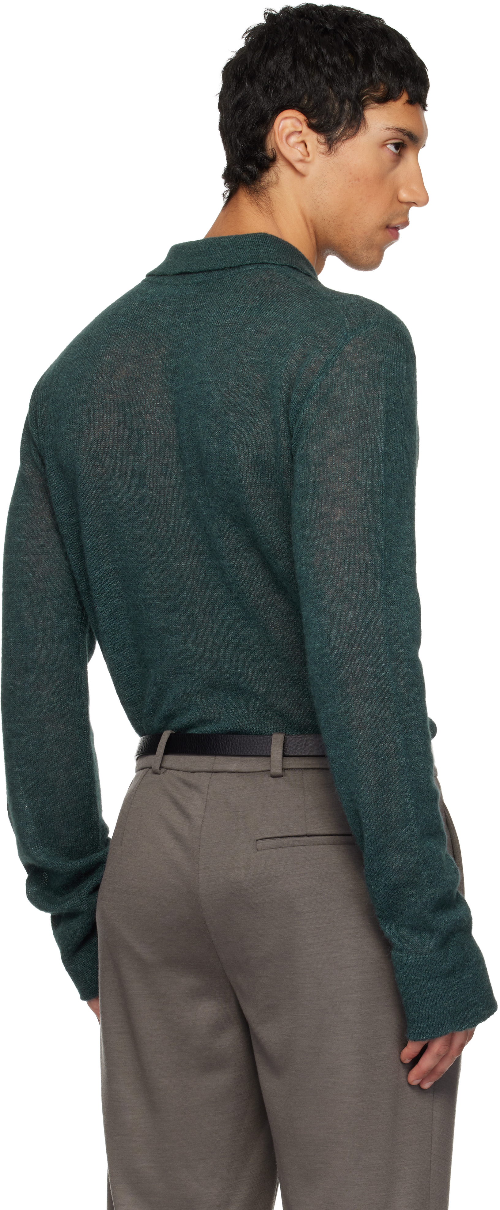 Rier Green Alpaca & Silk Polo In Green