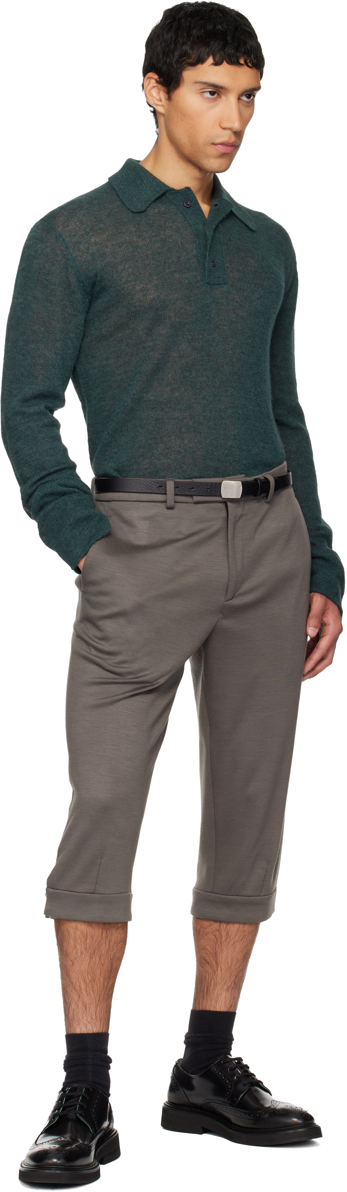 Rier Green Alpaca & Silk Polo In Green