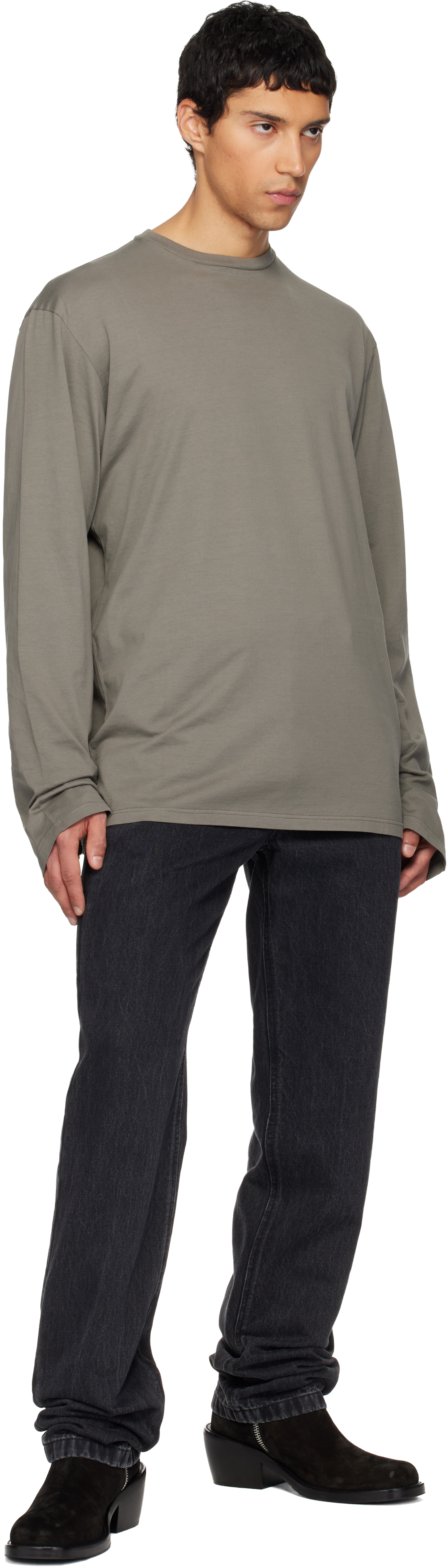 Rier Gray Roundneck Jersey Cotton T-shirt In Gray