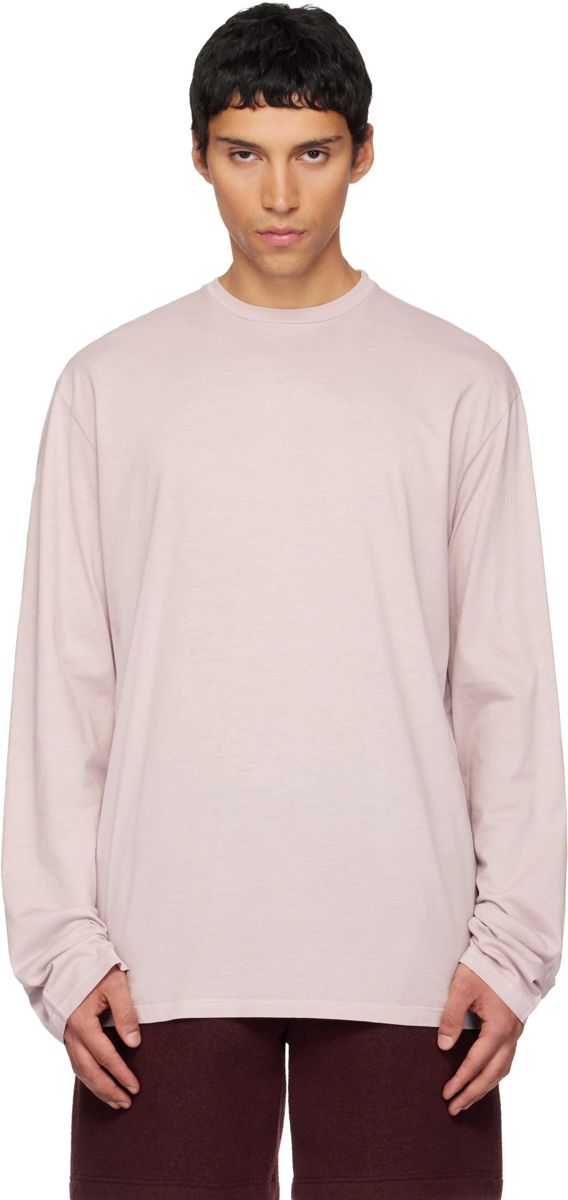 Rier: Pink Roundneck Jersey Cotton T-shirt | SSENSE