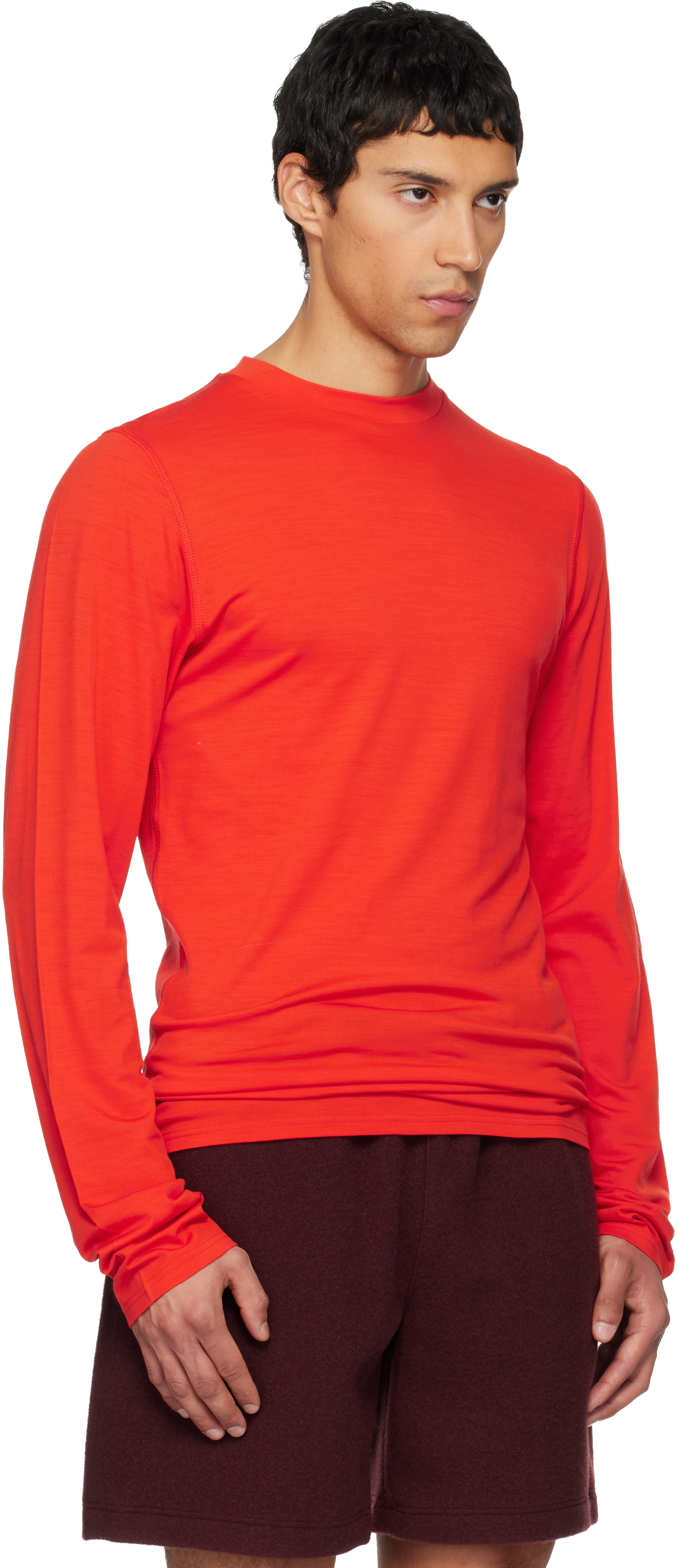 Rier Orange Roundneck Jersey Wool T-shirt In Red