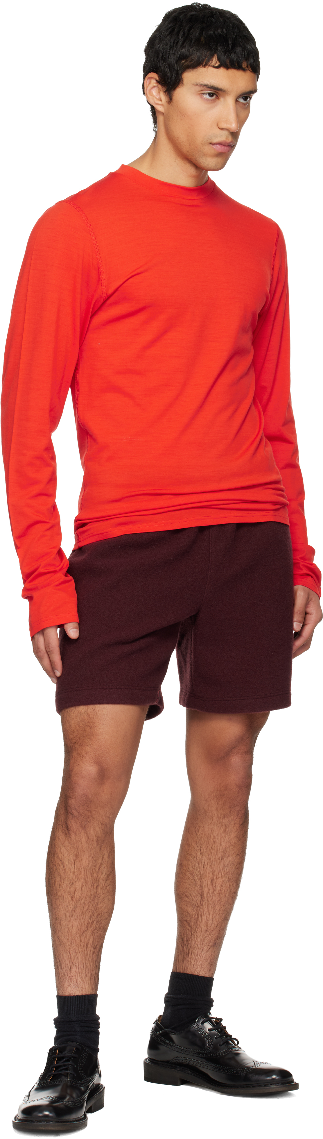 Rier Orange Roundneck Jersey Wool T-shirt In Red