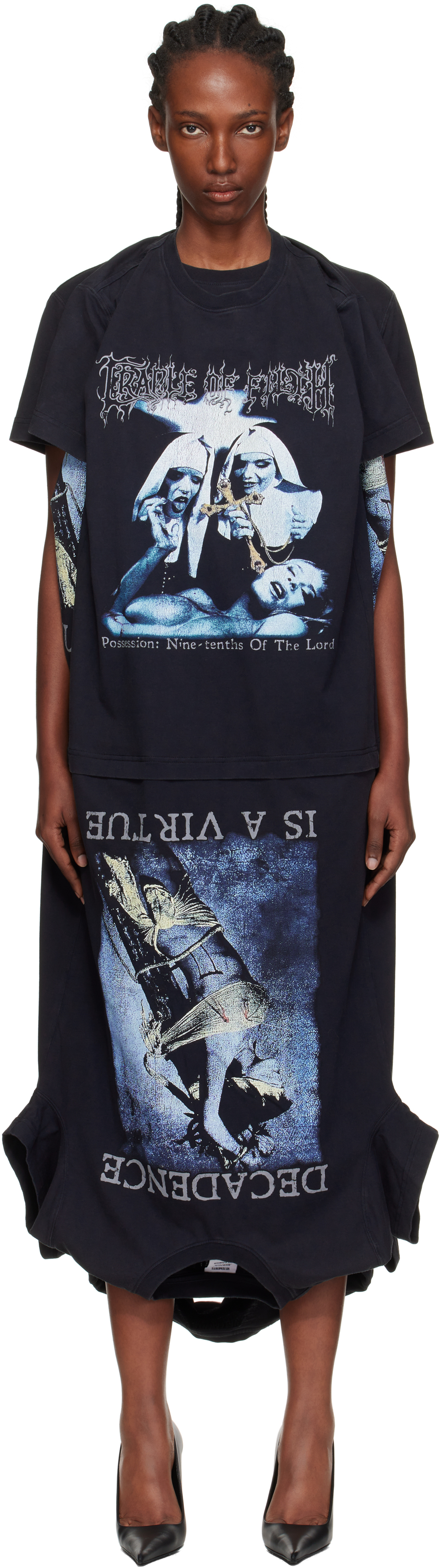 Vetements Black Cradle Of Filth Multi T-shirt Maxi Dress In Blue