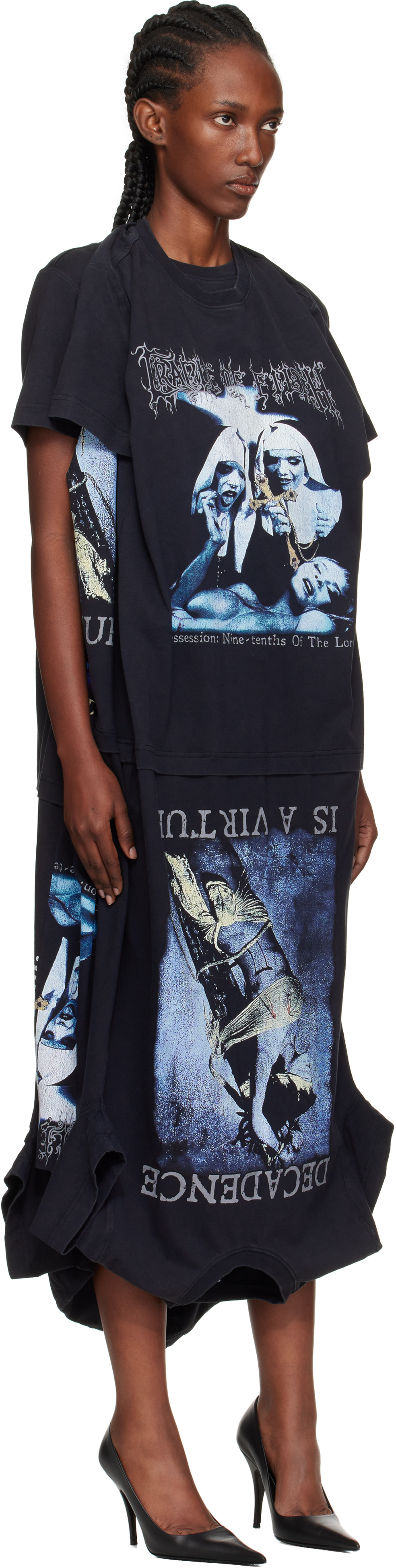 Vetements Black Cradle Of Filth Multi T-shirt Maxi Dress In Blue