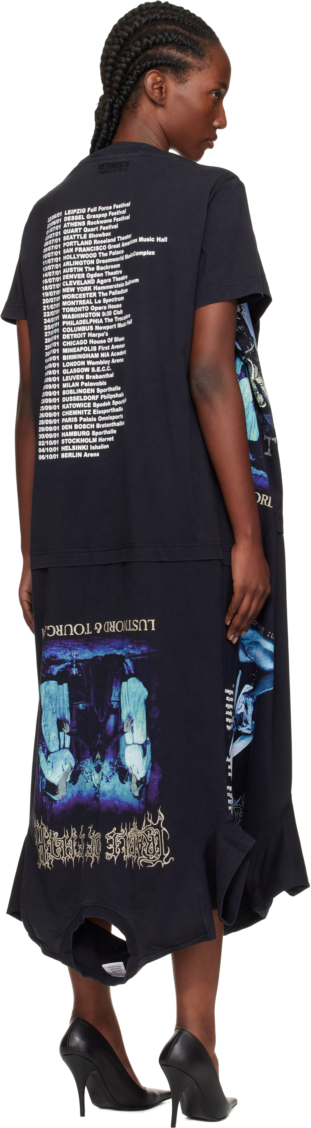 Vetements Black Cradle Of Filth Multi T-shirt Maxi Dress In Blue