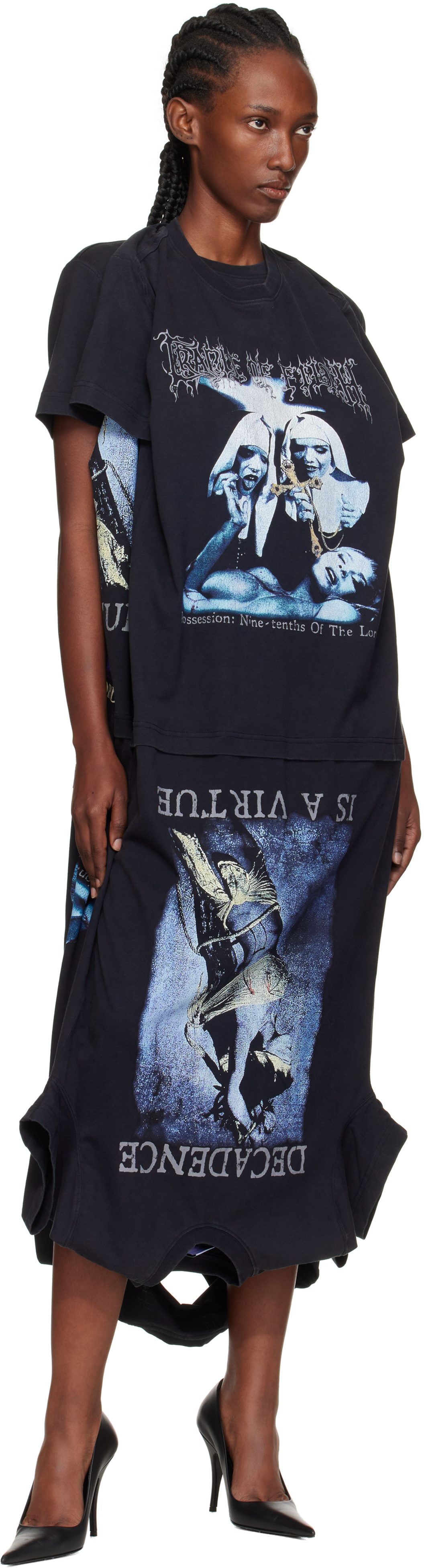 Vetements Black Cradle Of Filth Multi T-shirt Maxi Dress In Blue