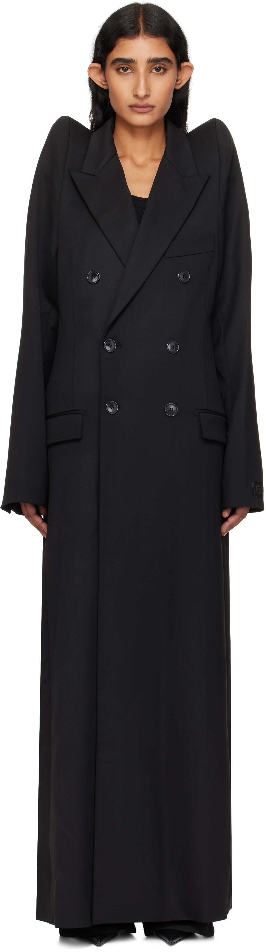 Black Tight Shoulder Tailored Coat