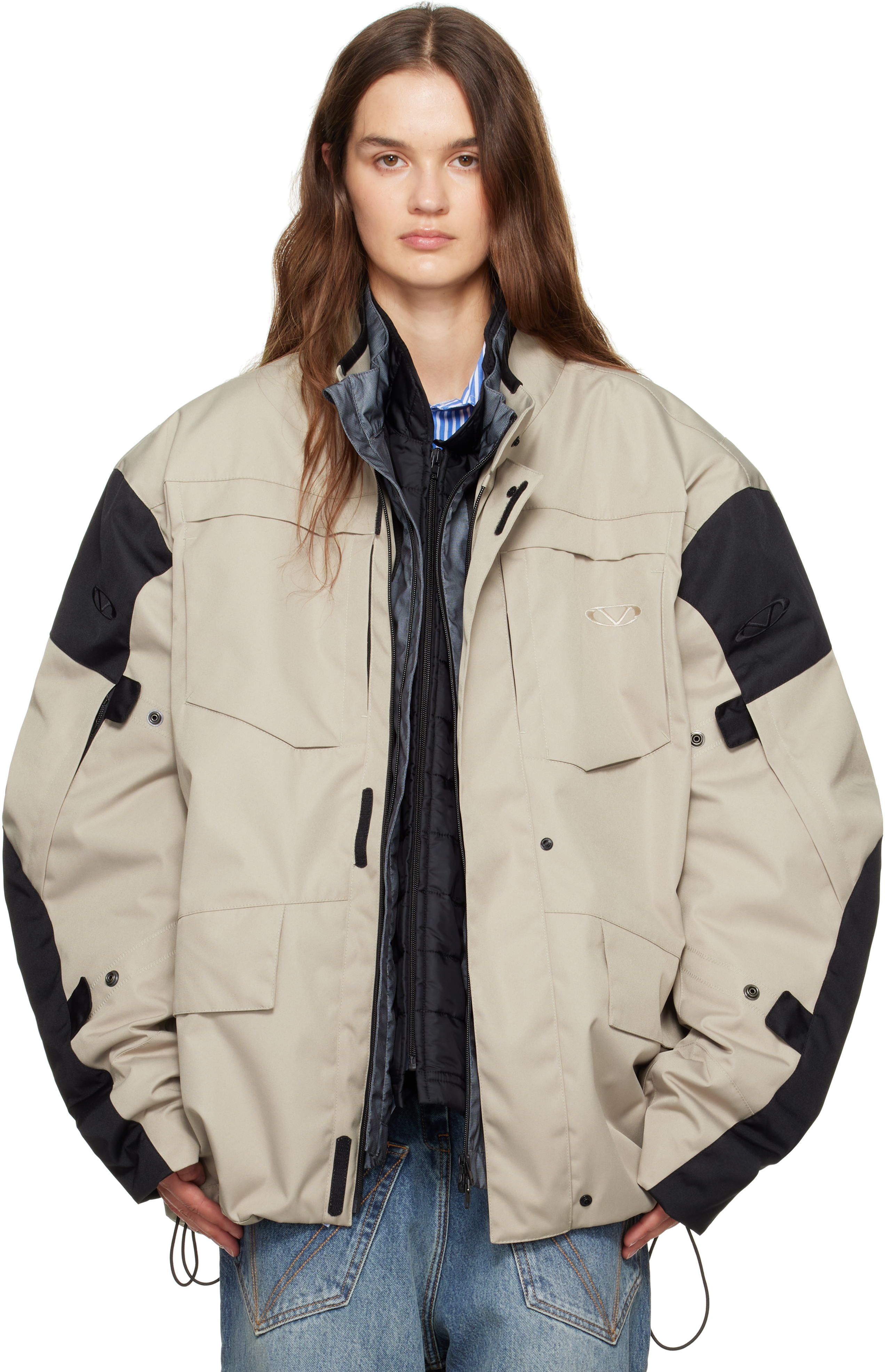 Vetements Beige & Black Biker Parka Coat & Jackets Set In Neutral