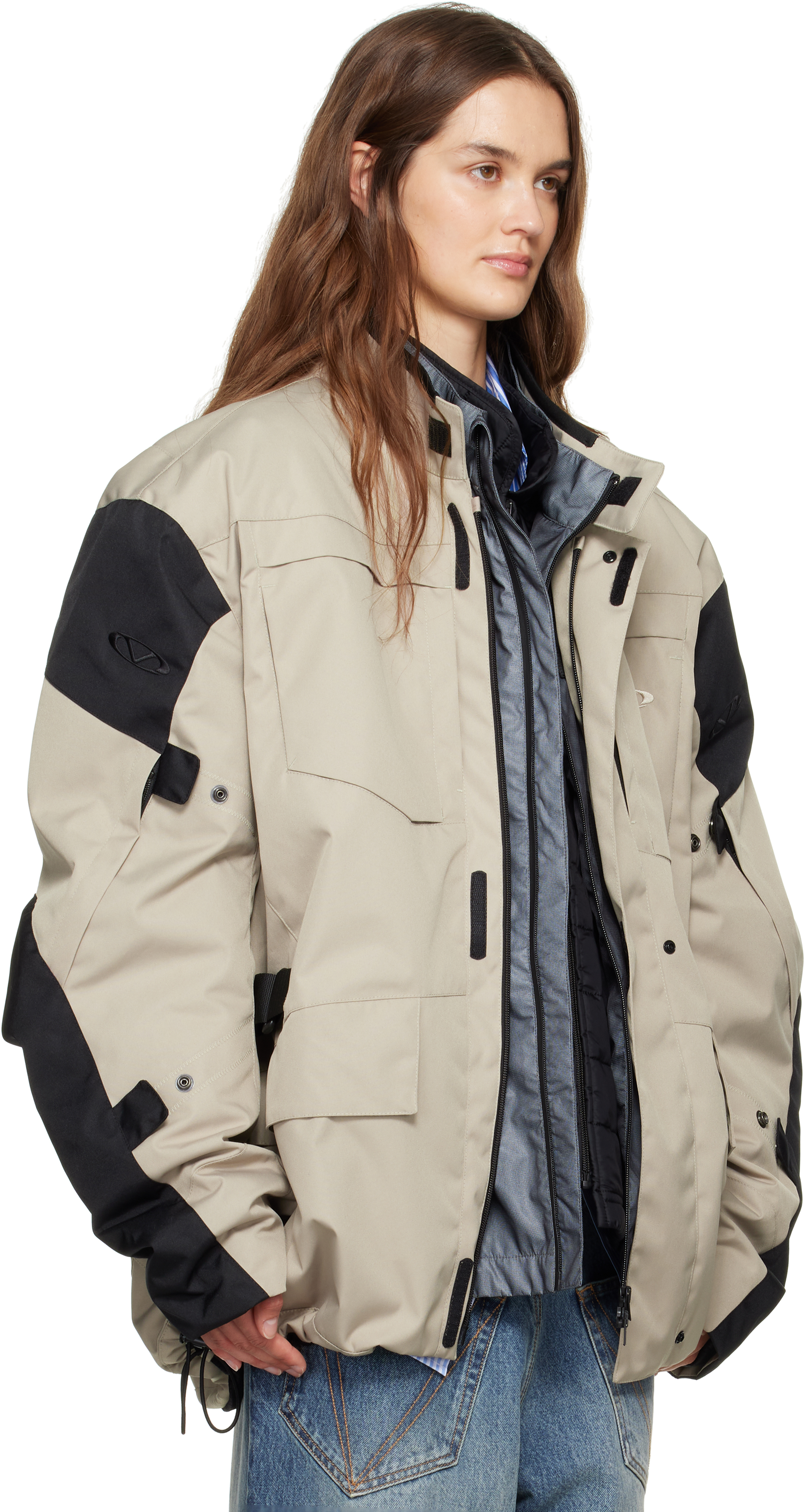 Vetements Beige & Black Biker Parka Coat & Jackets Set In Neutral