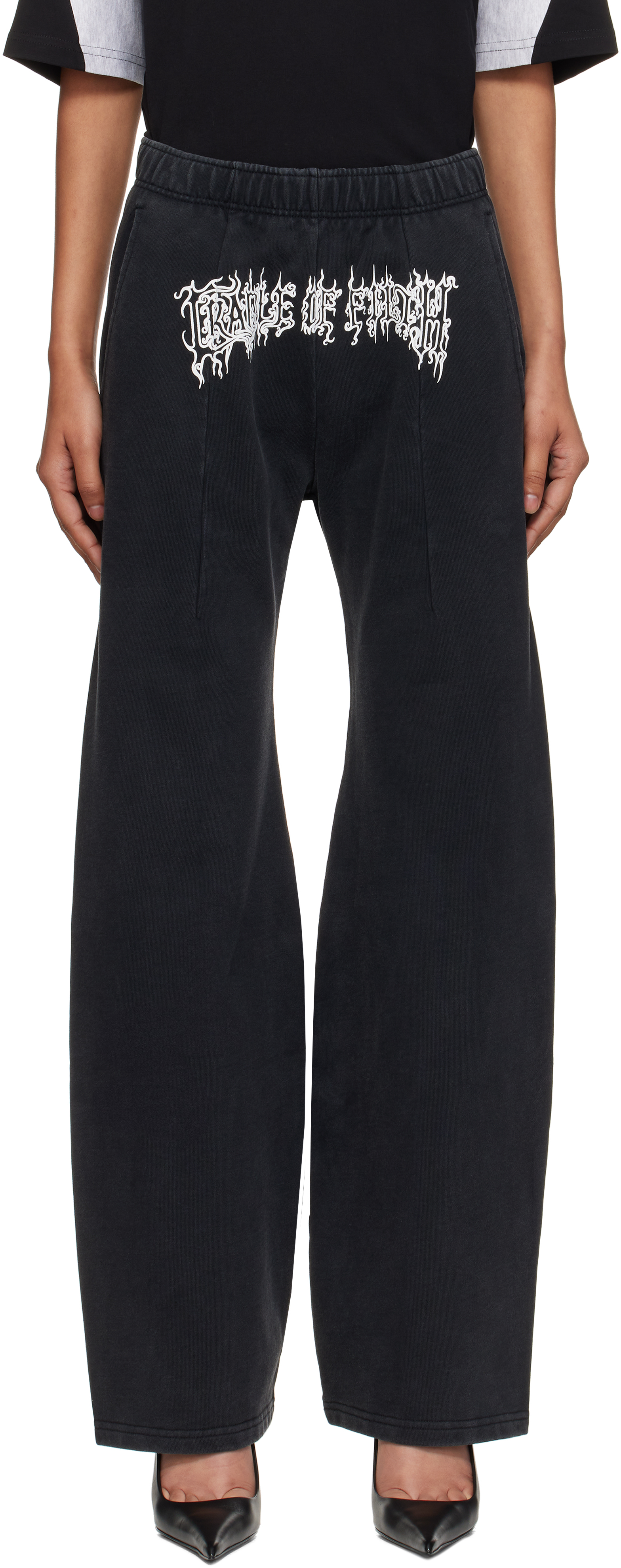 Black 'Cradle Of Filth' Bell-Bottom Sweatpants