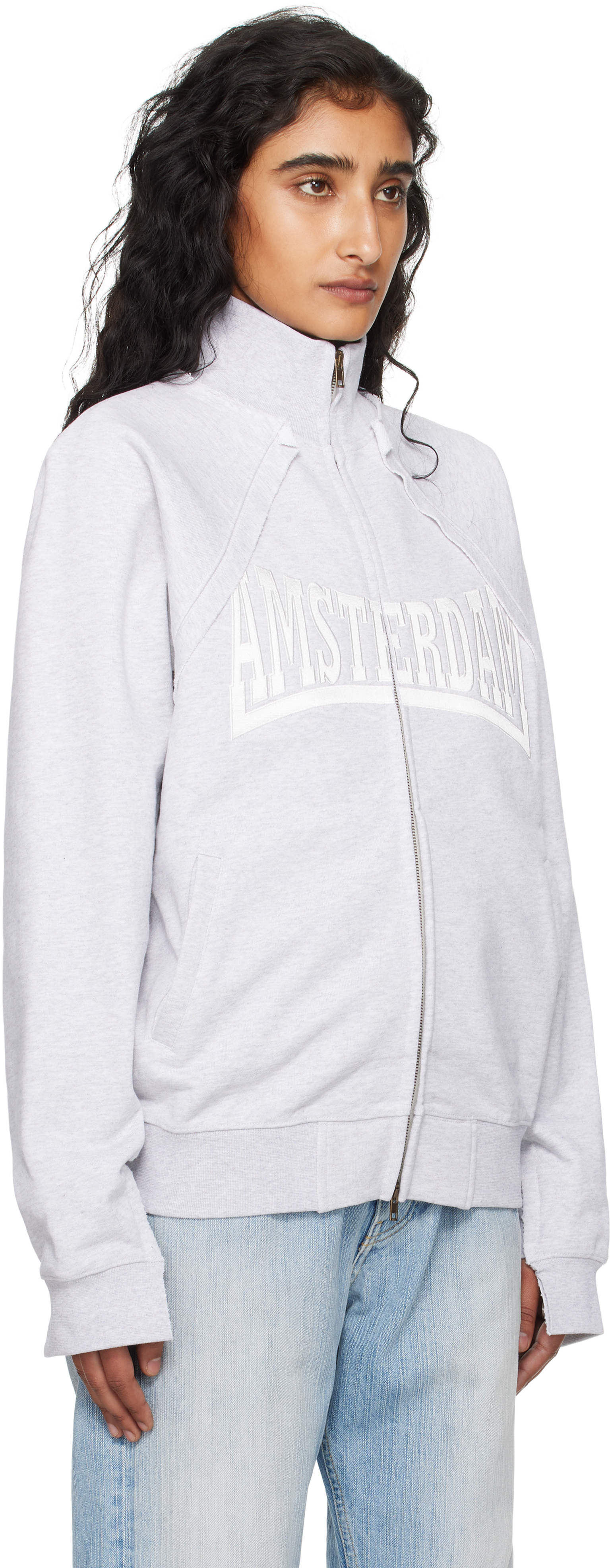 Vetements Gray Patched Zip-up Jacket In Gray