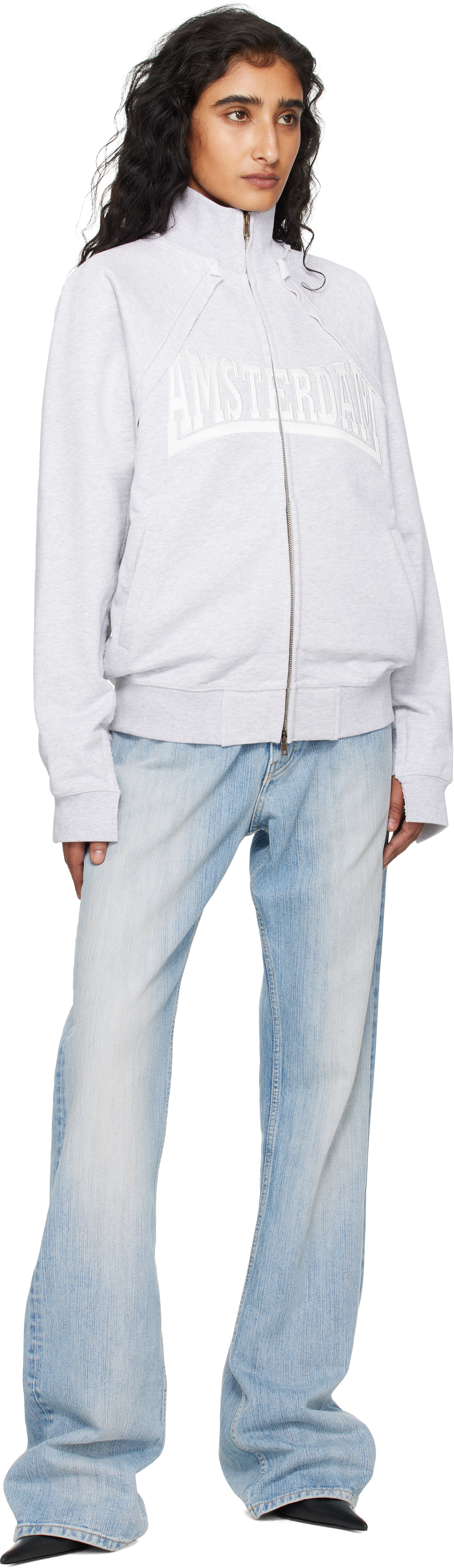 Vetements Gray Patched Zip-up Jacket In Gray