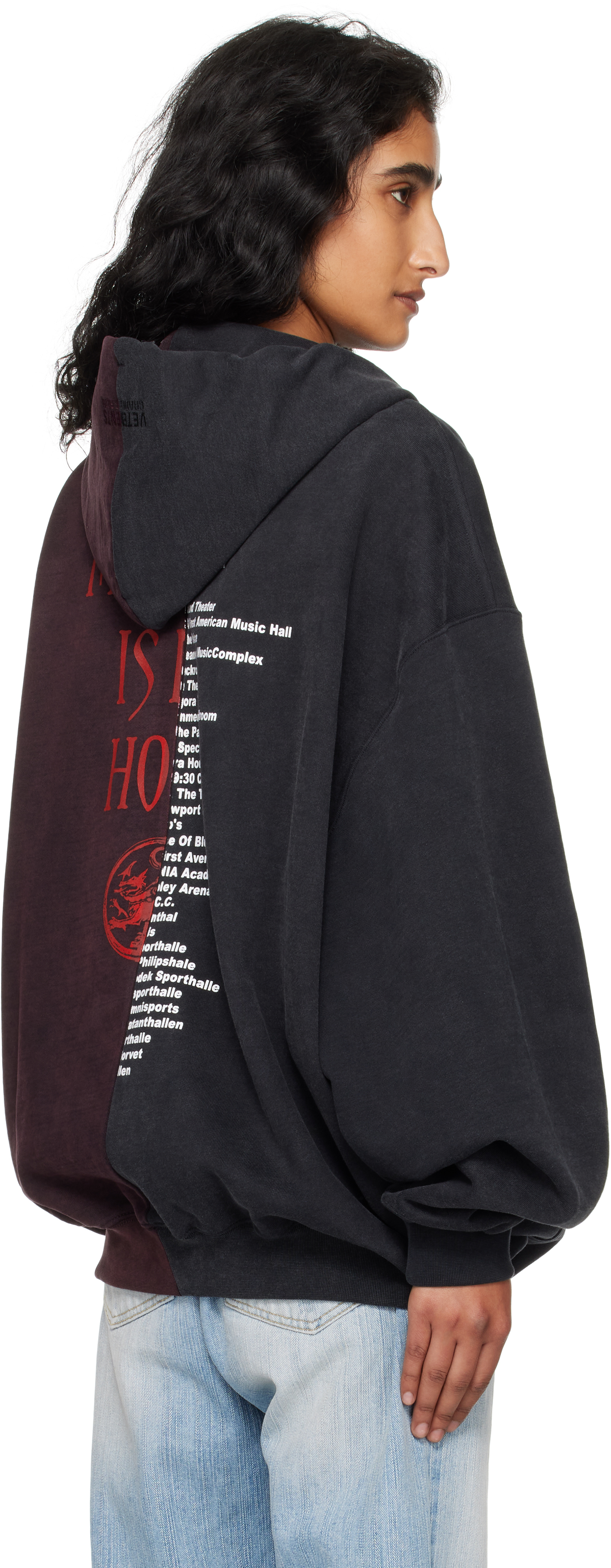 Vetements Black & Burgundy Cradle Of Filth Cut-up Oversized Zip-up Hoodie In Multi