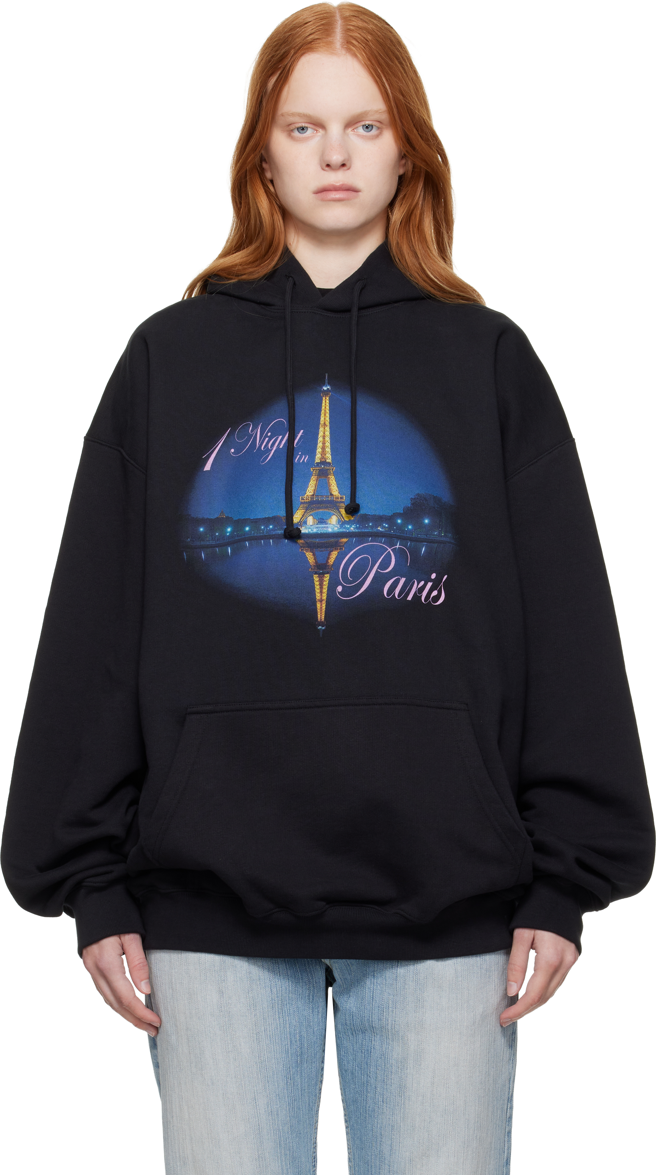 Black 'Night In Paris' Oversized Hoodie