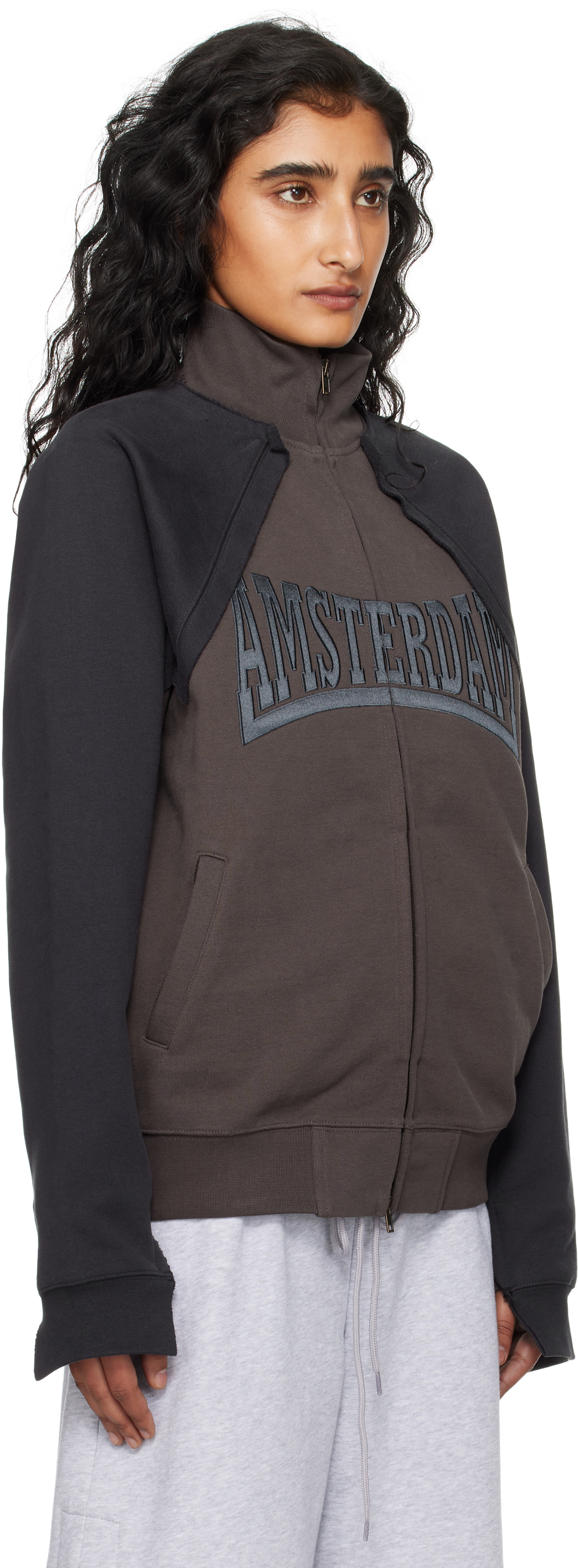 Vetements Brown Patched Zip-up Jacket