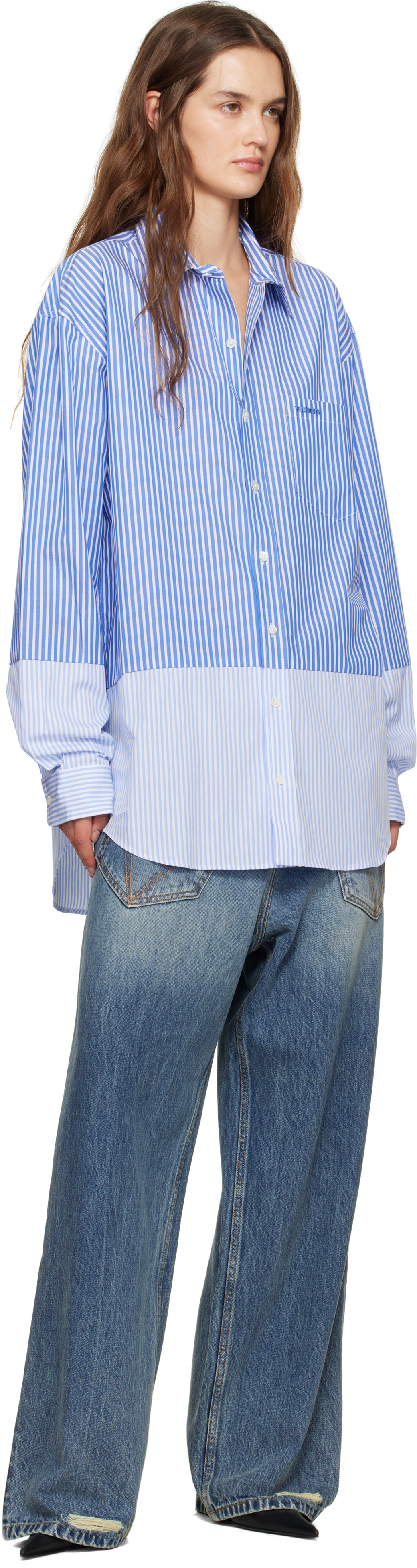 Vetements Blue Splitted Shirt In Blue