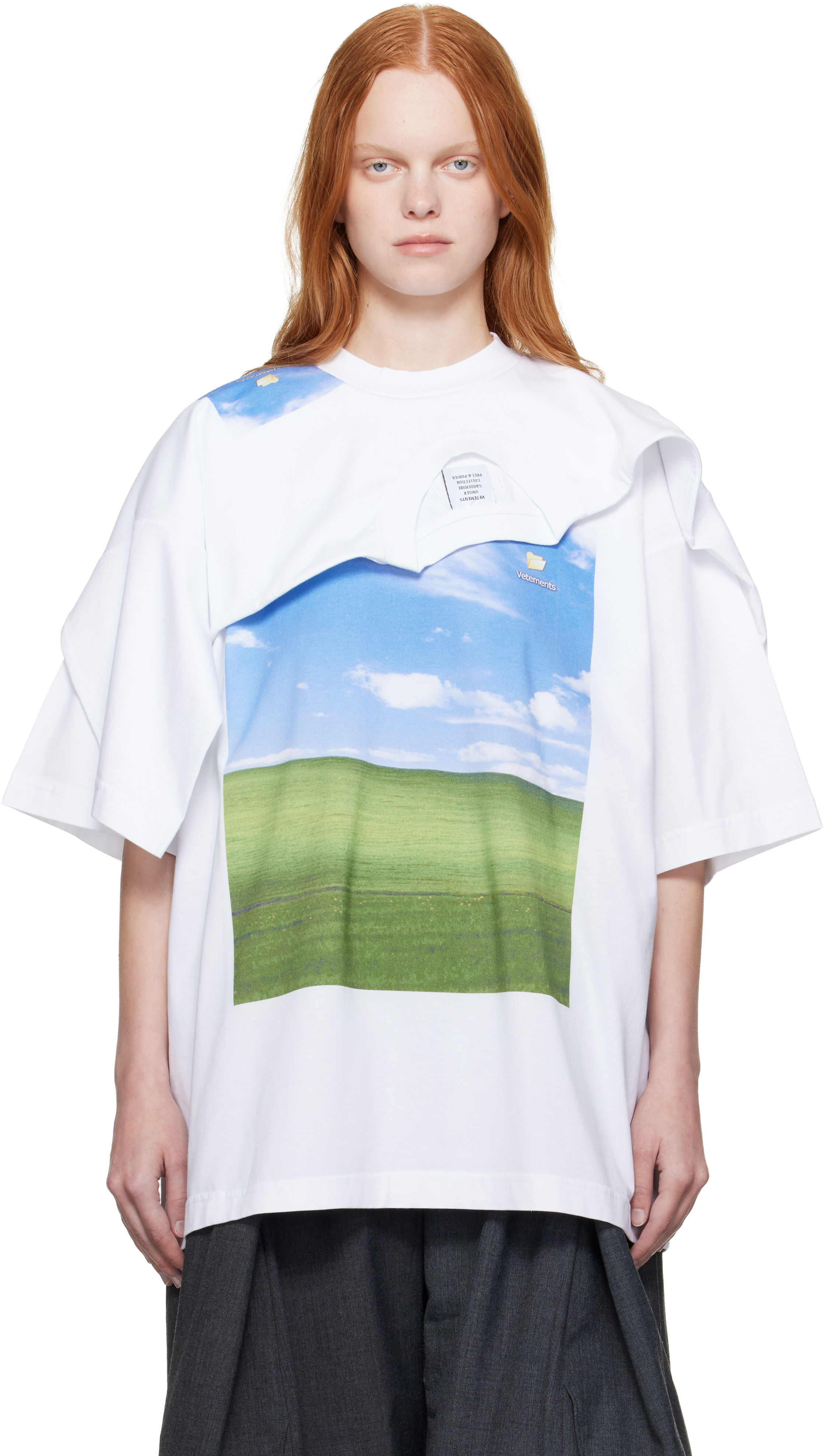 White Desktop Double Layered T-shirt