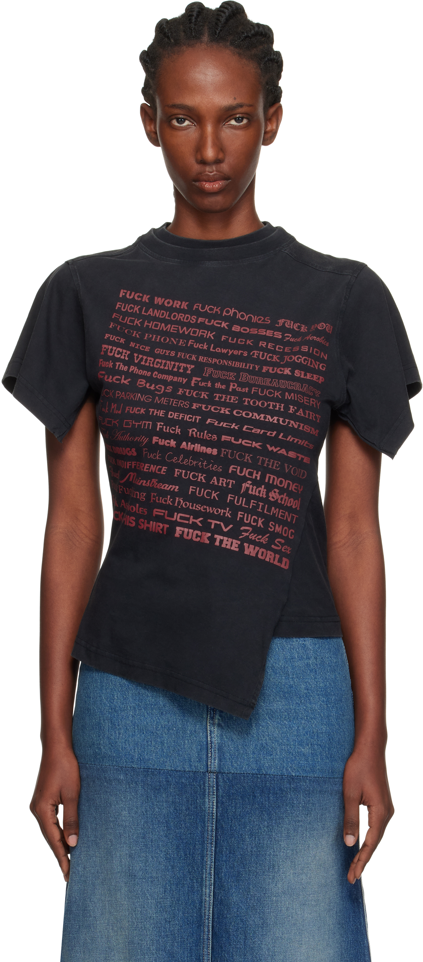 Vetements Black 'fuck' Shifted T-shirt In Black