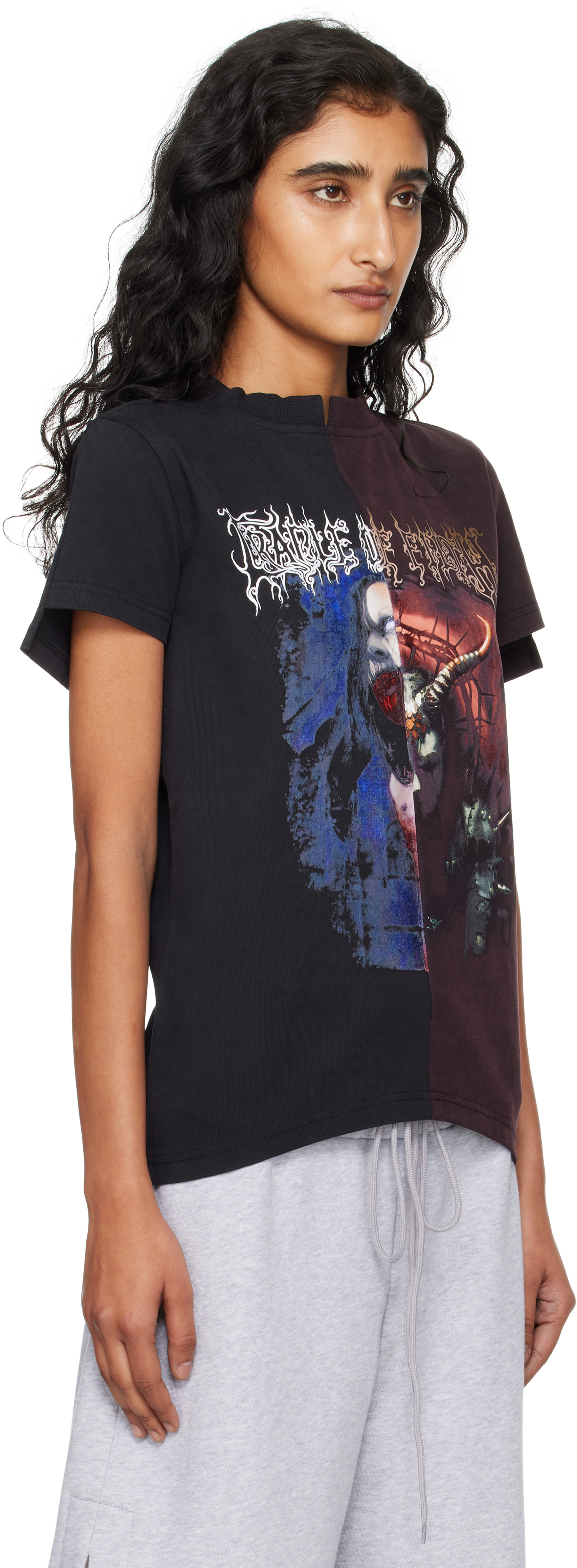 Vetements Black & Burgundy Cradle Of Filth Cut-up Fitted T-shirt In Black