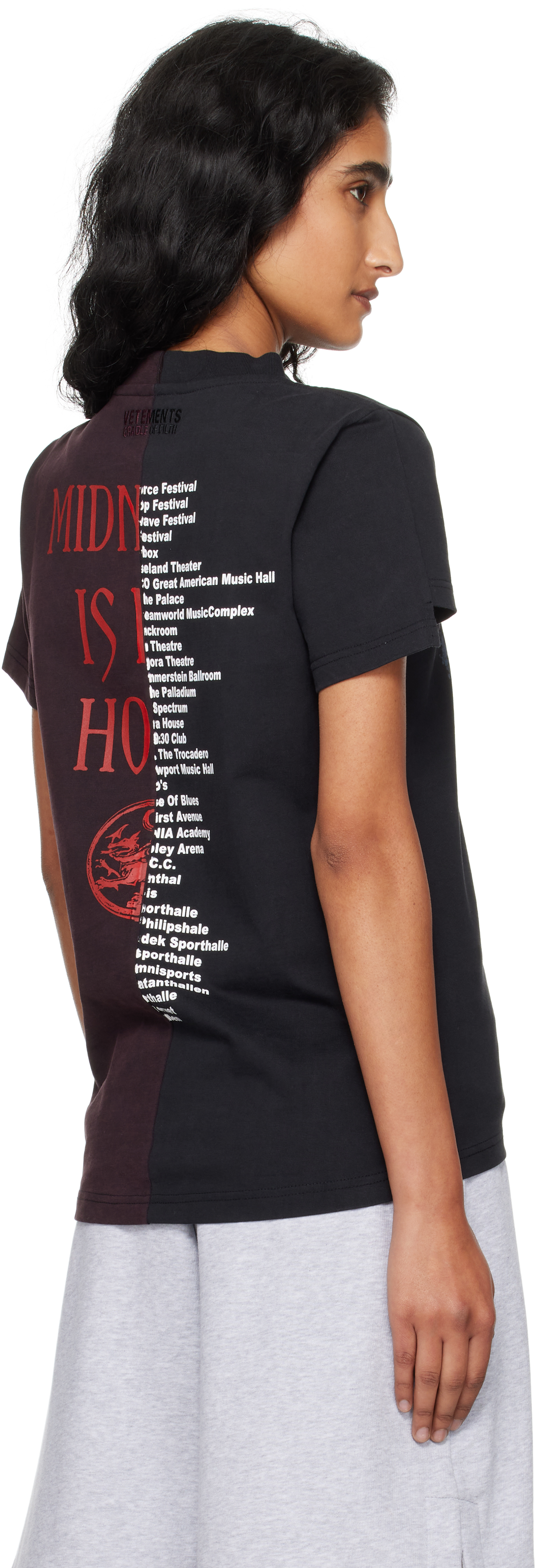 Vetements Black & Burgundy Cradle Of Filth Cut-up Fitted T-shirt In Black