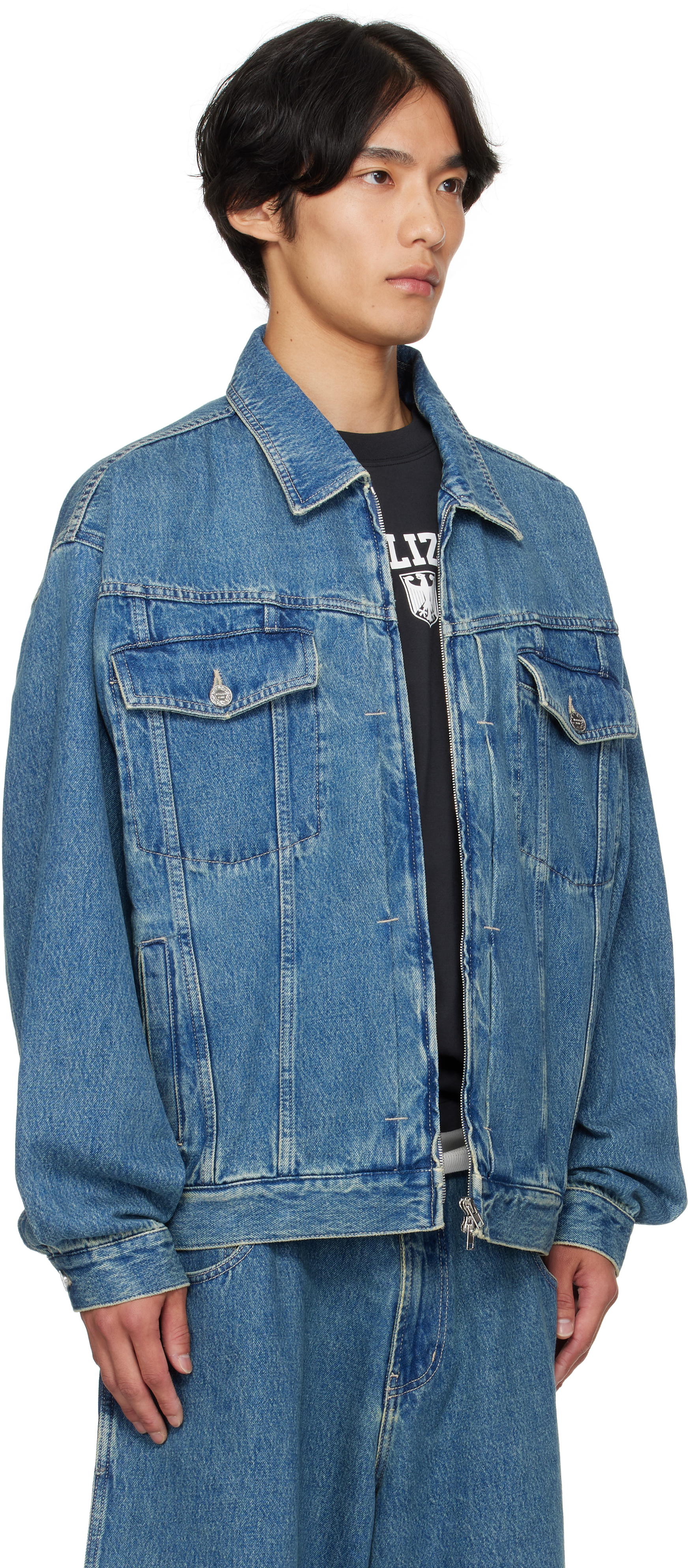 Vetements Hip-hop Denim Jacket In Blue
