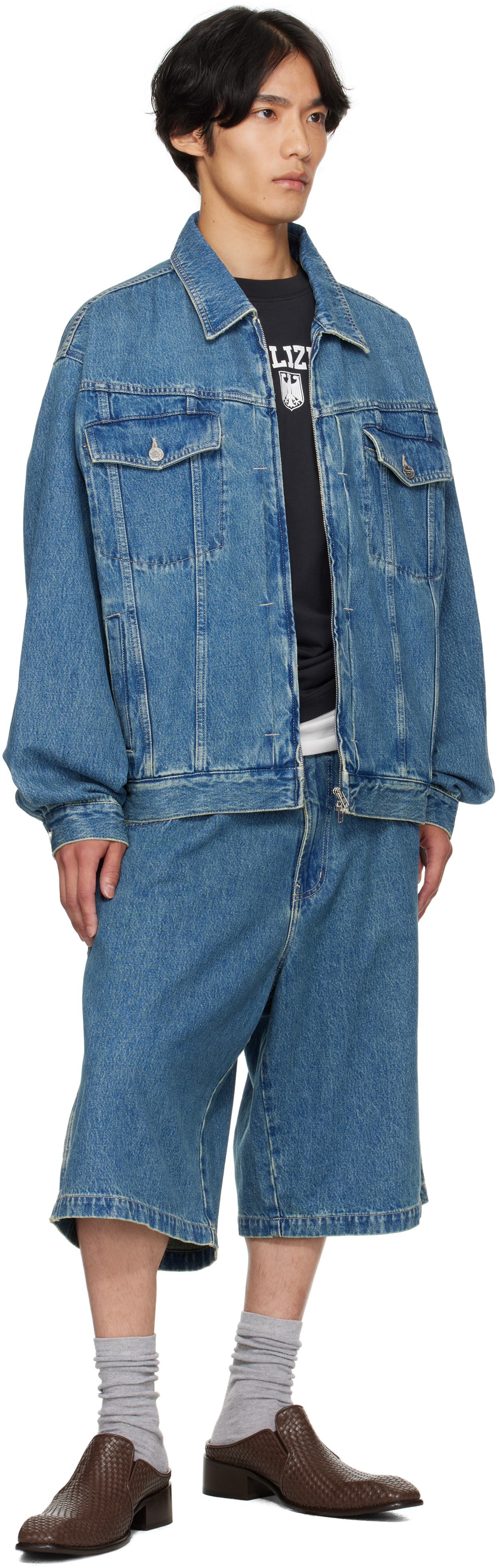 Vetements Hip-hop Denim Jacket In Blue