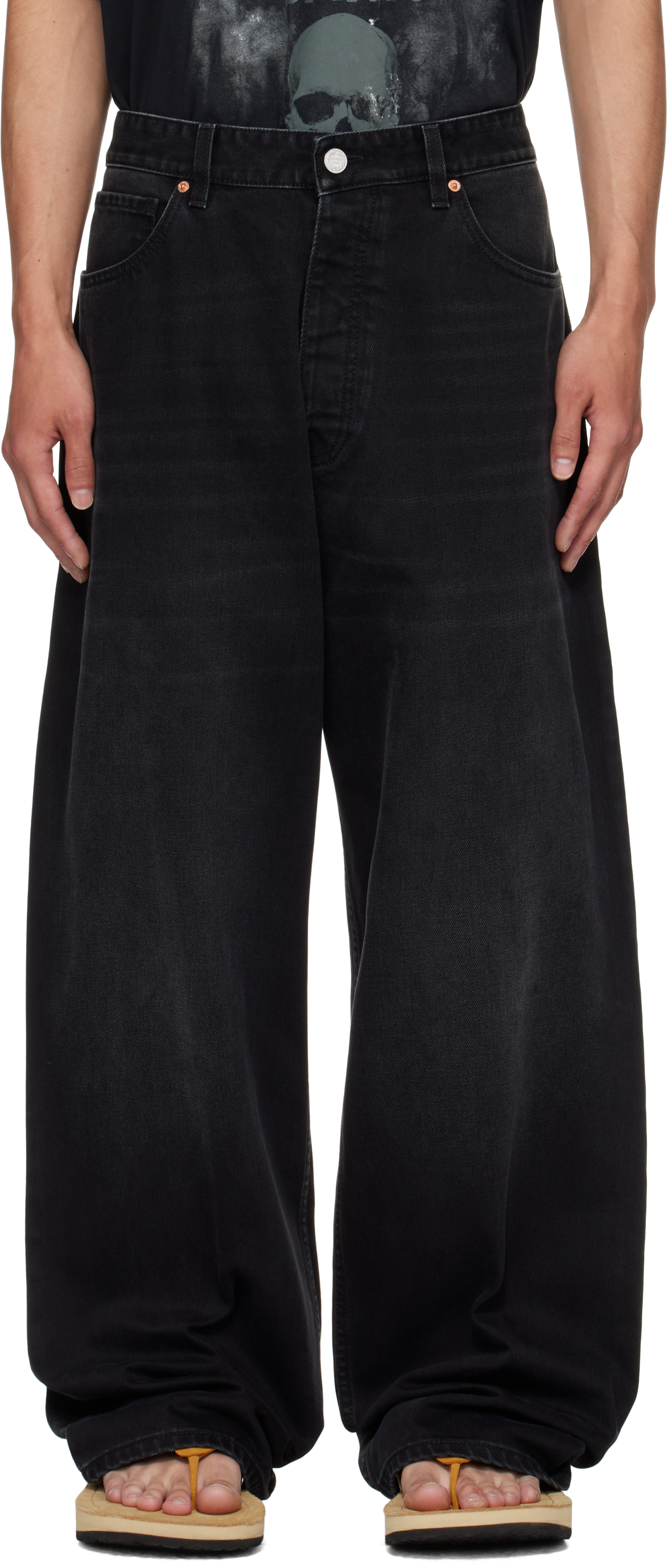 Vetements Black Painted Anarchy Reworked Jeans In Black